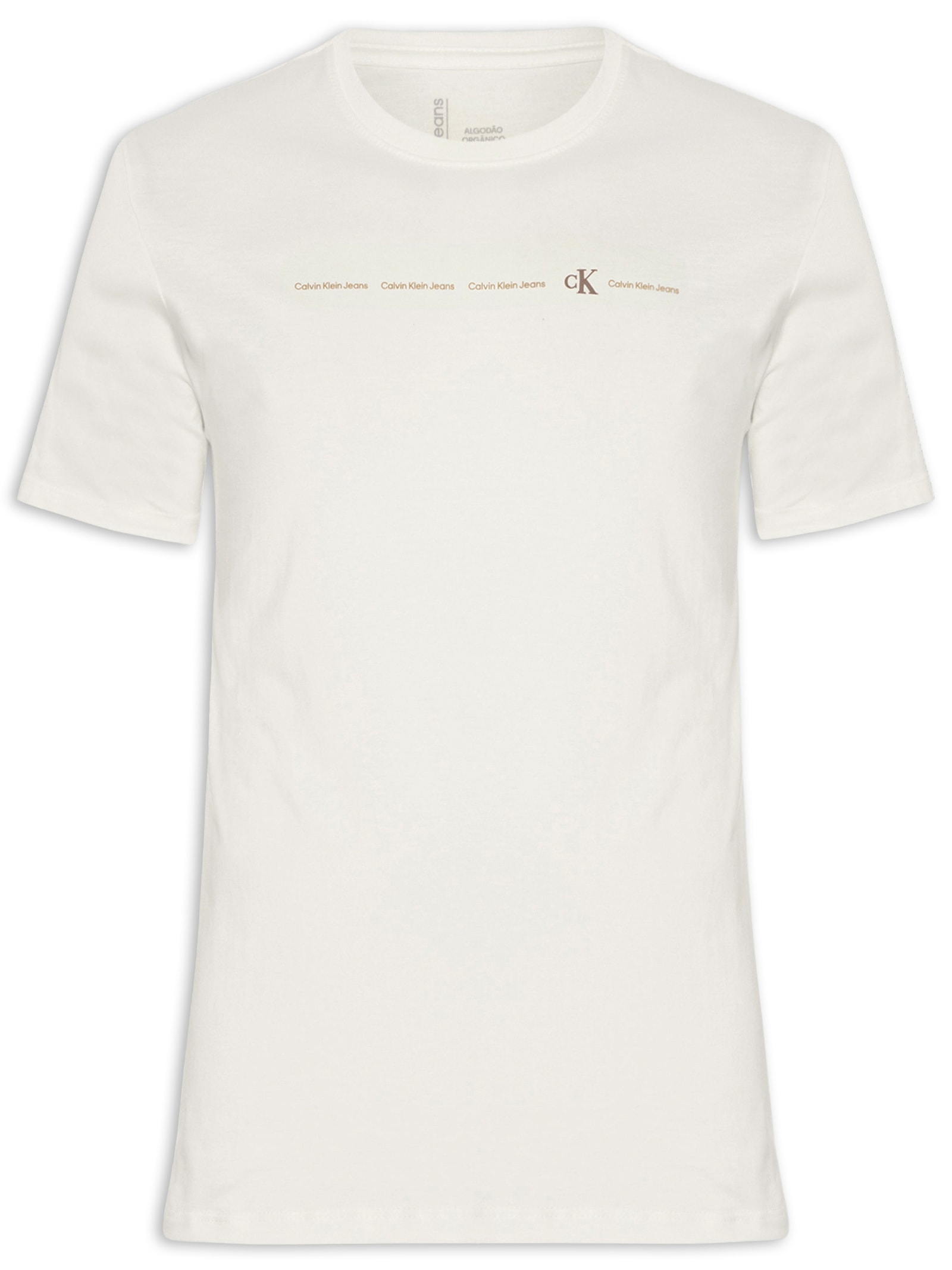 Camiseta Masculina Manga Curta CKJ Logo Branco Calvin Klein Jeans