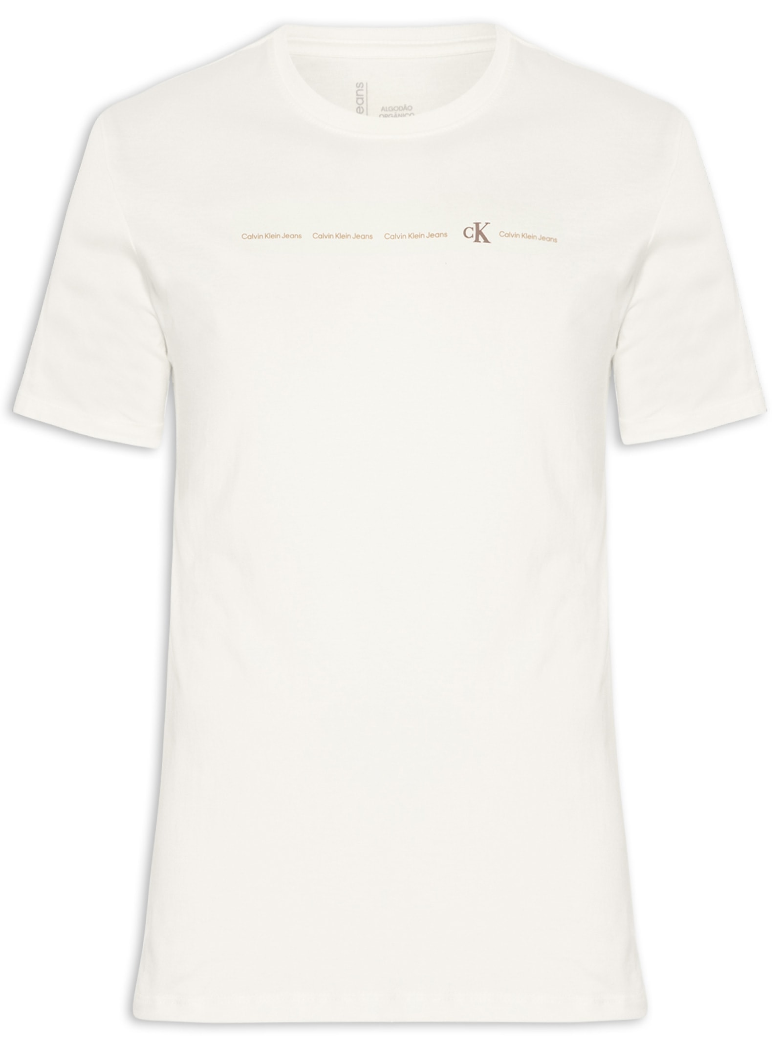 Camiseta Masculina Manga Curta CKJ Logo Branco Calvin Klein Jeans