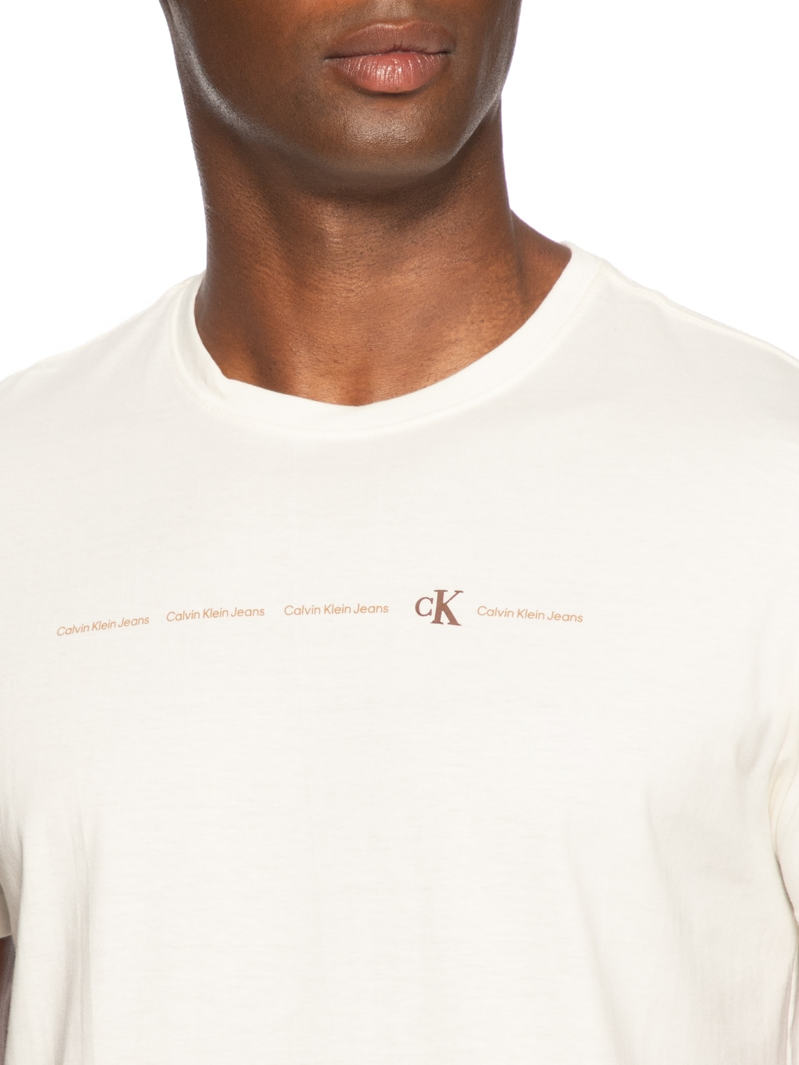 Camiseta Masculina Manga Curta CKJ Logo Branco Calvin Klein Jeans