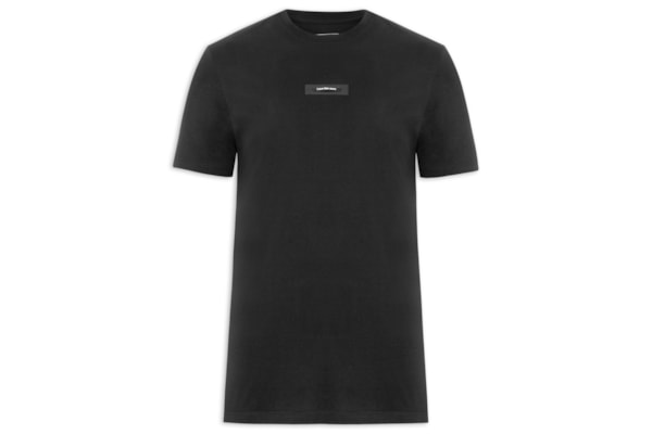 Camiseta Masculina Manga Curta CKJ Logo Leath - Preto