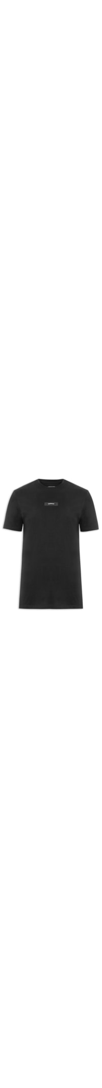 Camiseta Masculina Manga Curta CKJ Logo Leath - Preto