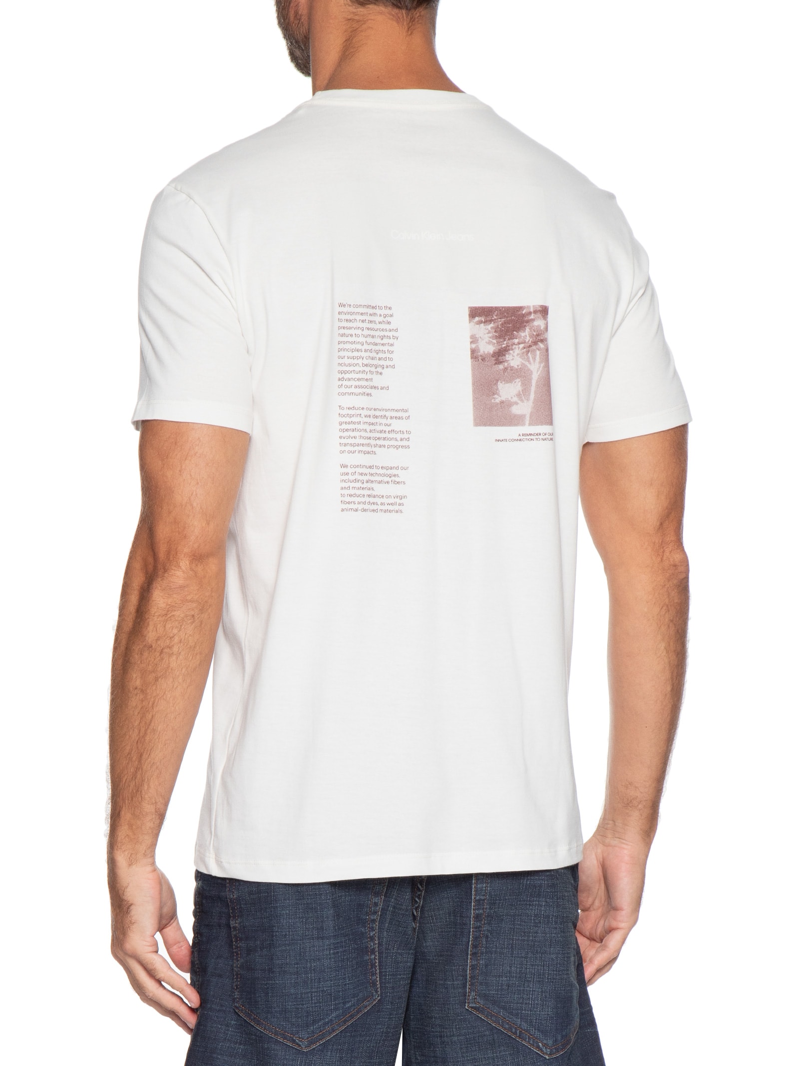 Camiseta Masculina Manga Curta CKJ Minimal Statement Branco Calvin Klein Jeans