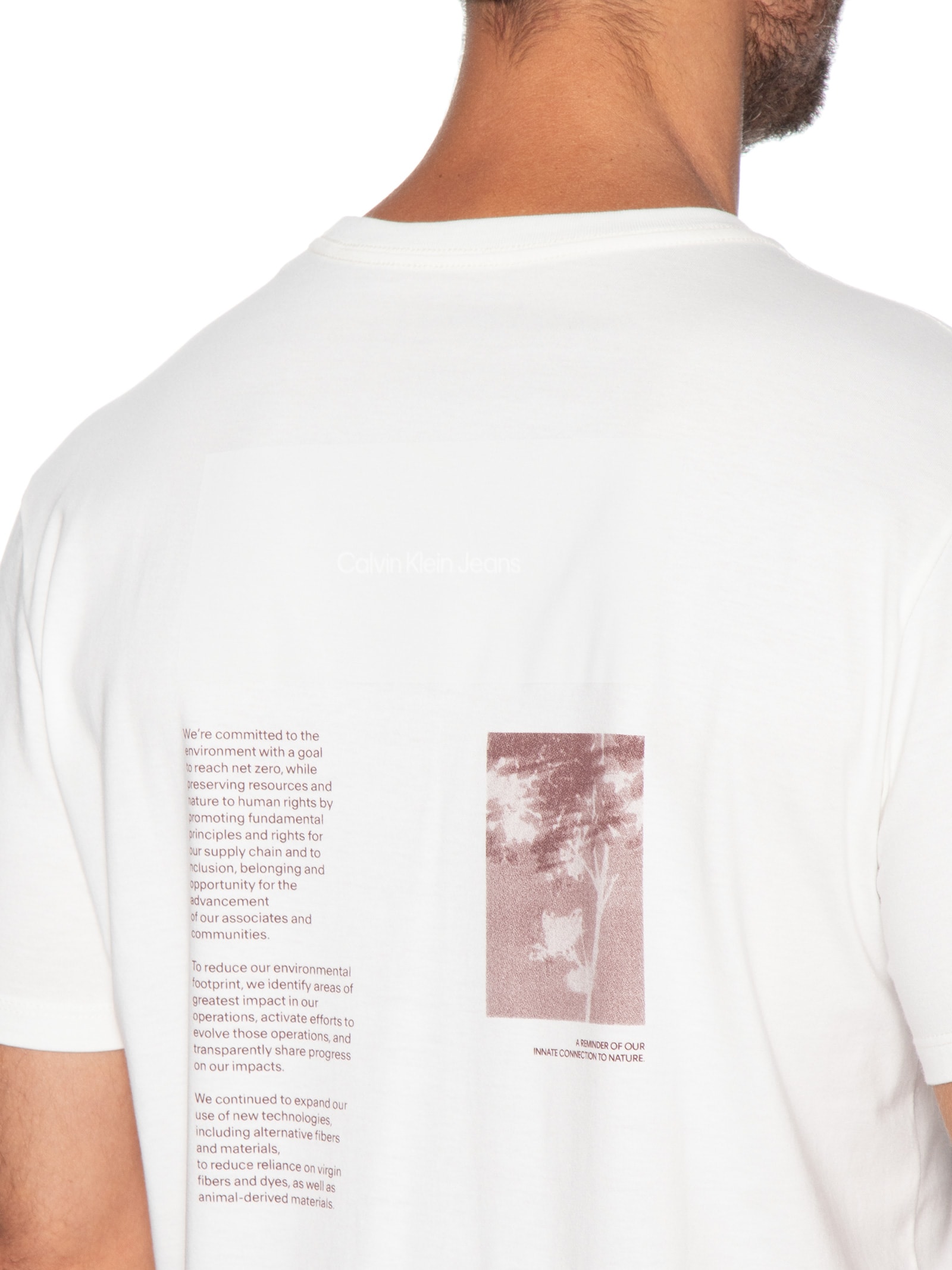 Camiseta Masculina Manga Curta CKJ Minimal Statement Branco Calvin Klein Jeans