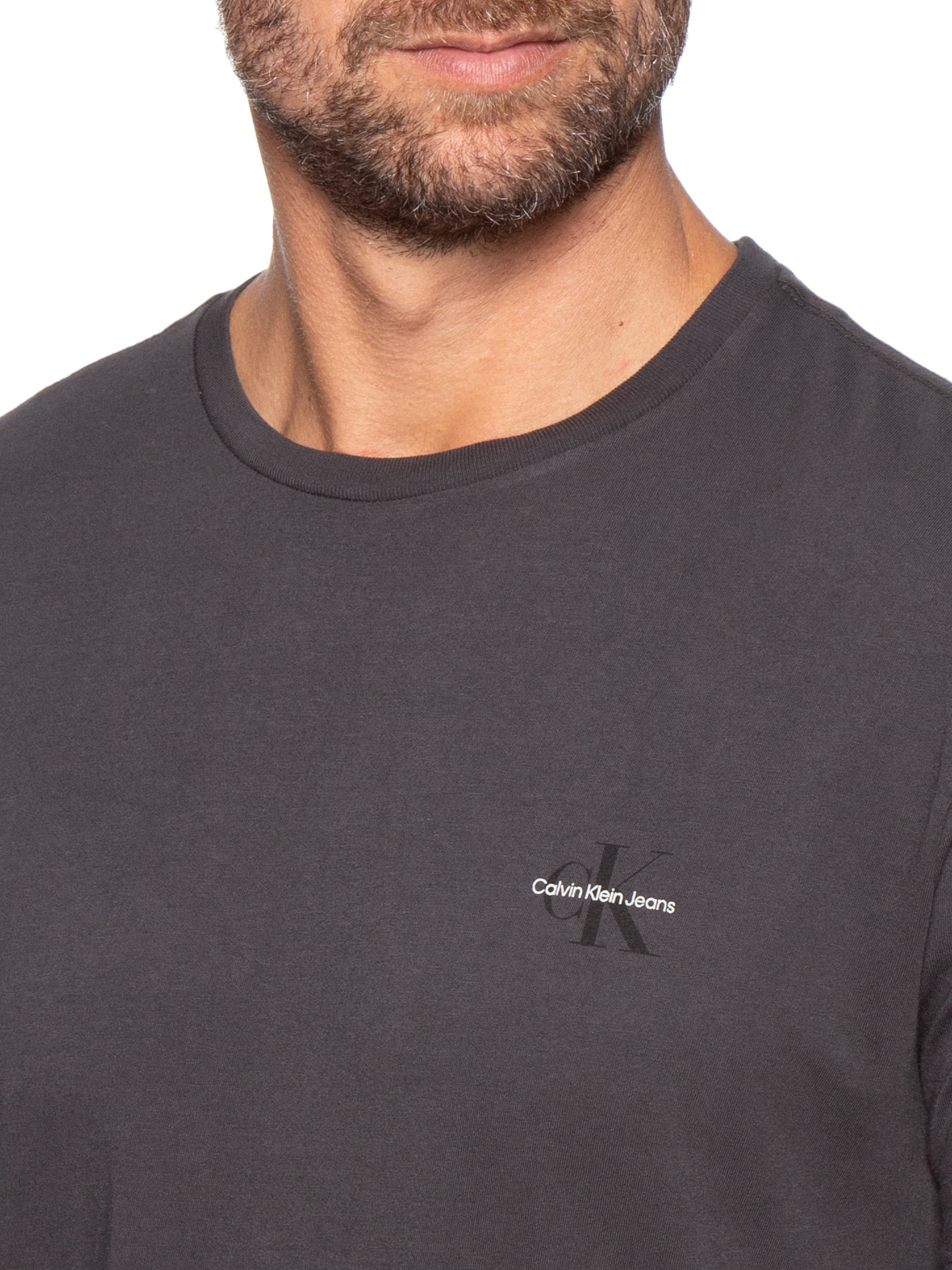 Camiseta Masculina Manga Curta CKJ Reissue Peito Cinza Calvin Klein Jeans