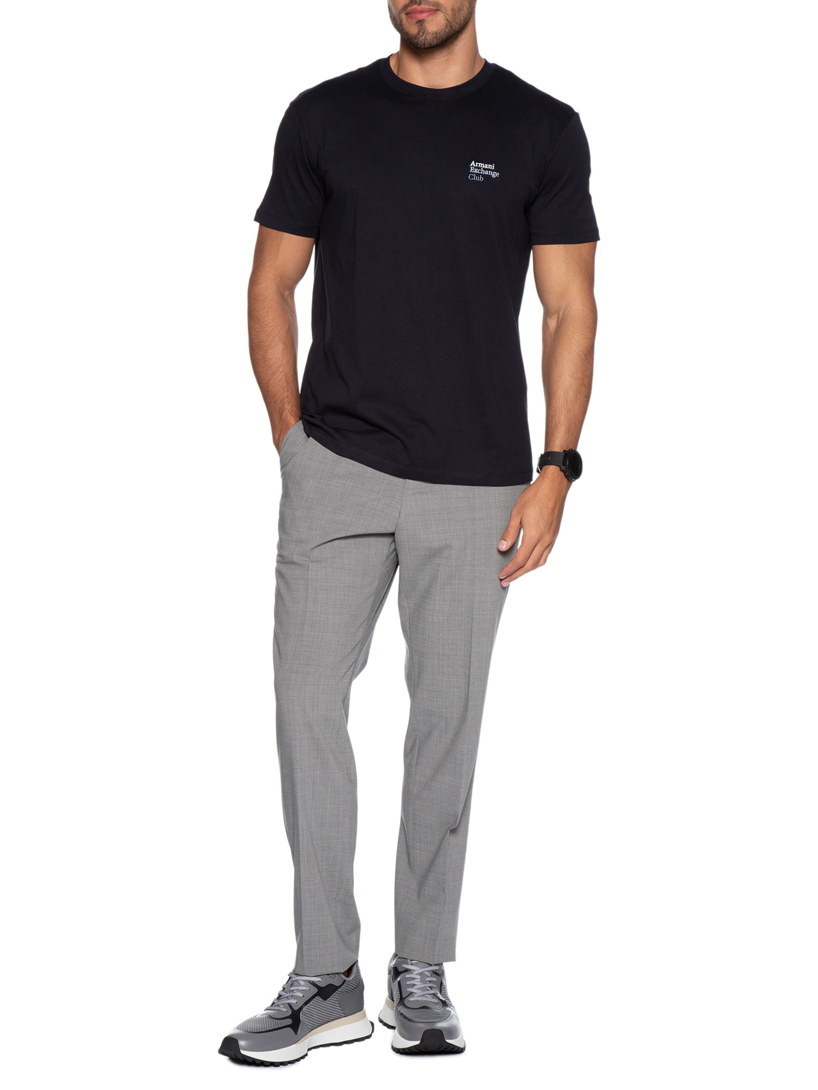 Camiseta Masculina Manga Curta Club Mini Azul Armani Exchange