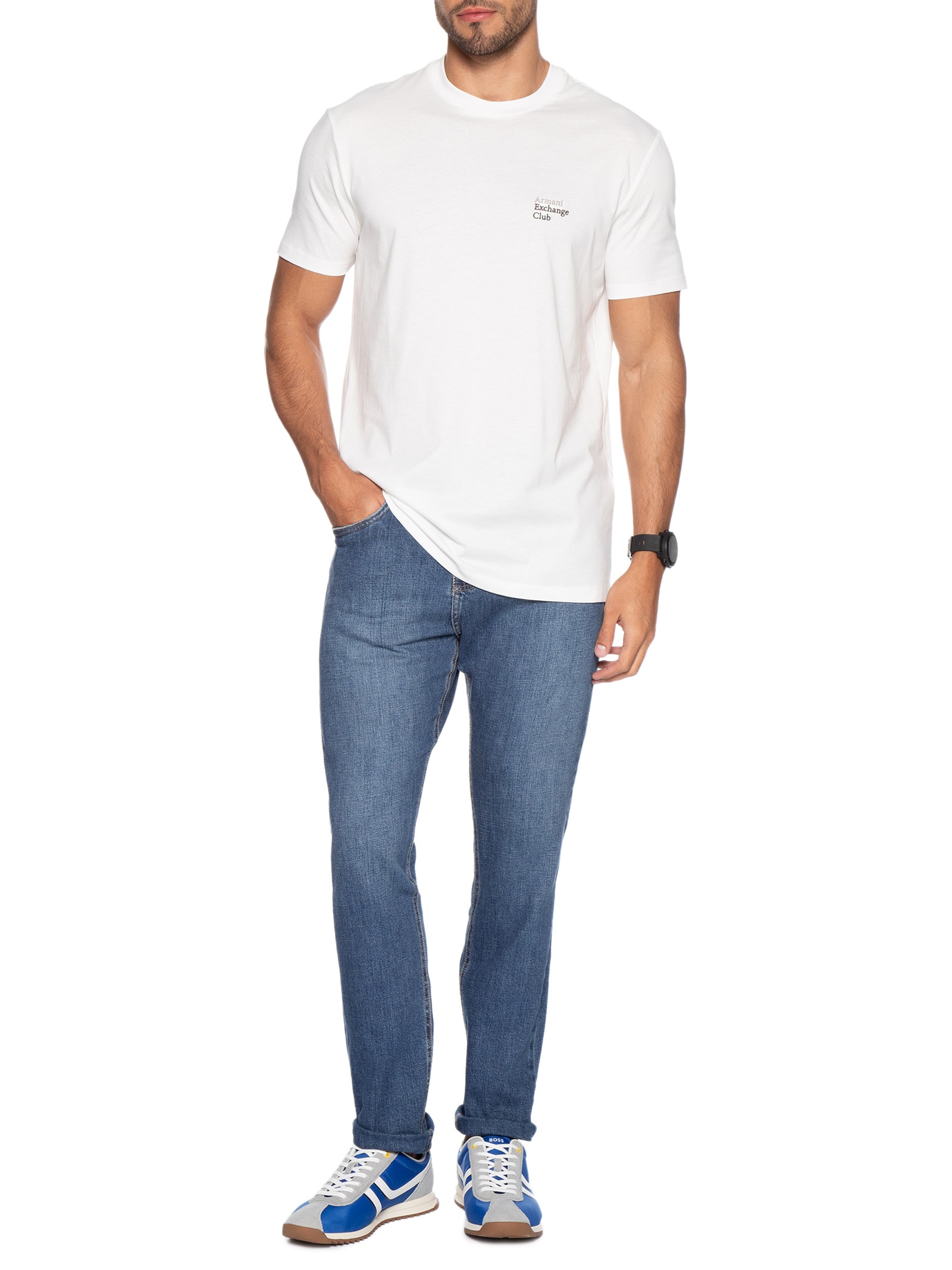 Camiseta Masculina Manga Curta Club Mini Branco Armani Exchange
