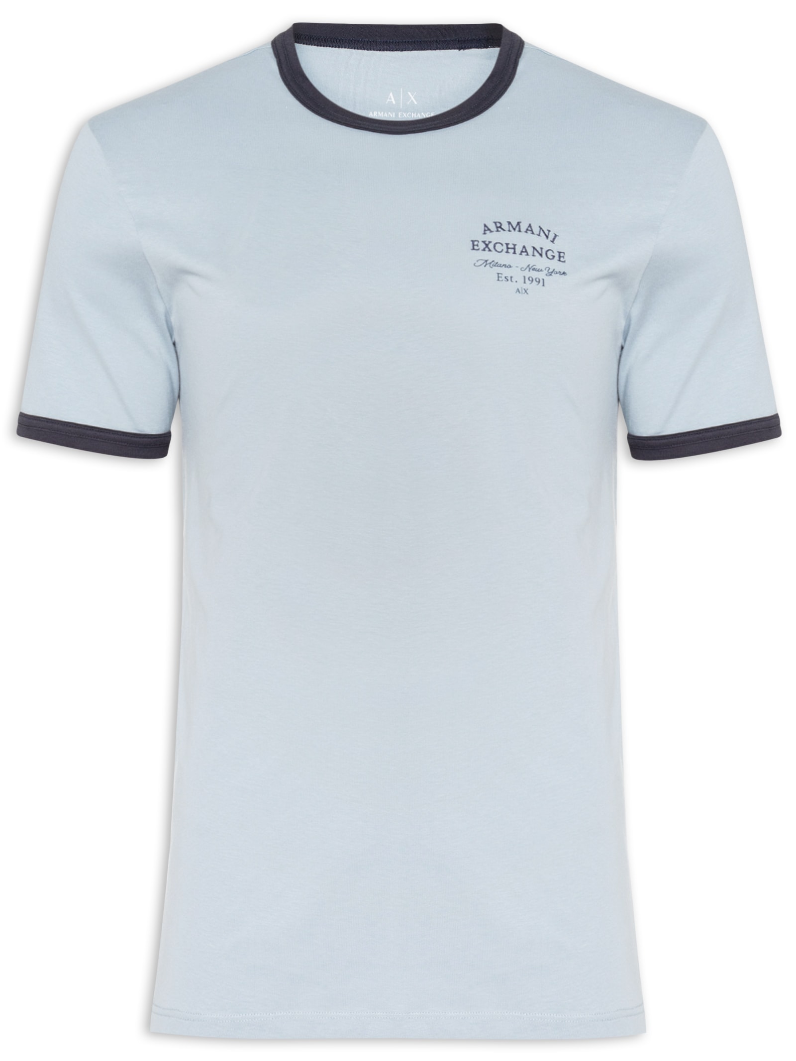 Camiseta Masculina Manga Curta College Logo Azul Armani Exchange