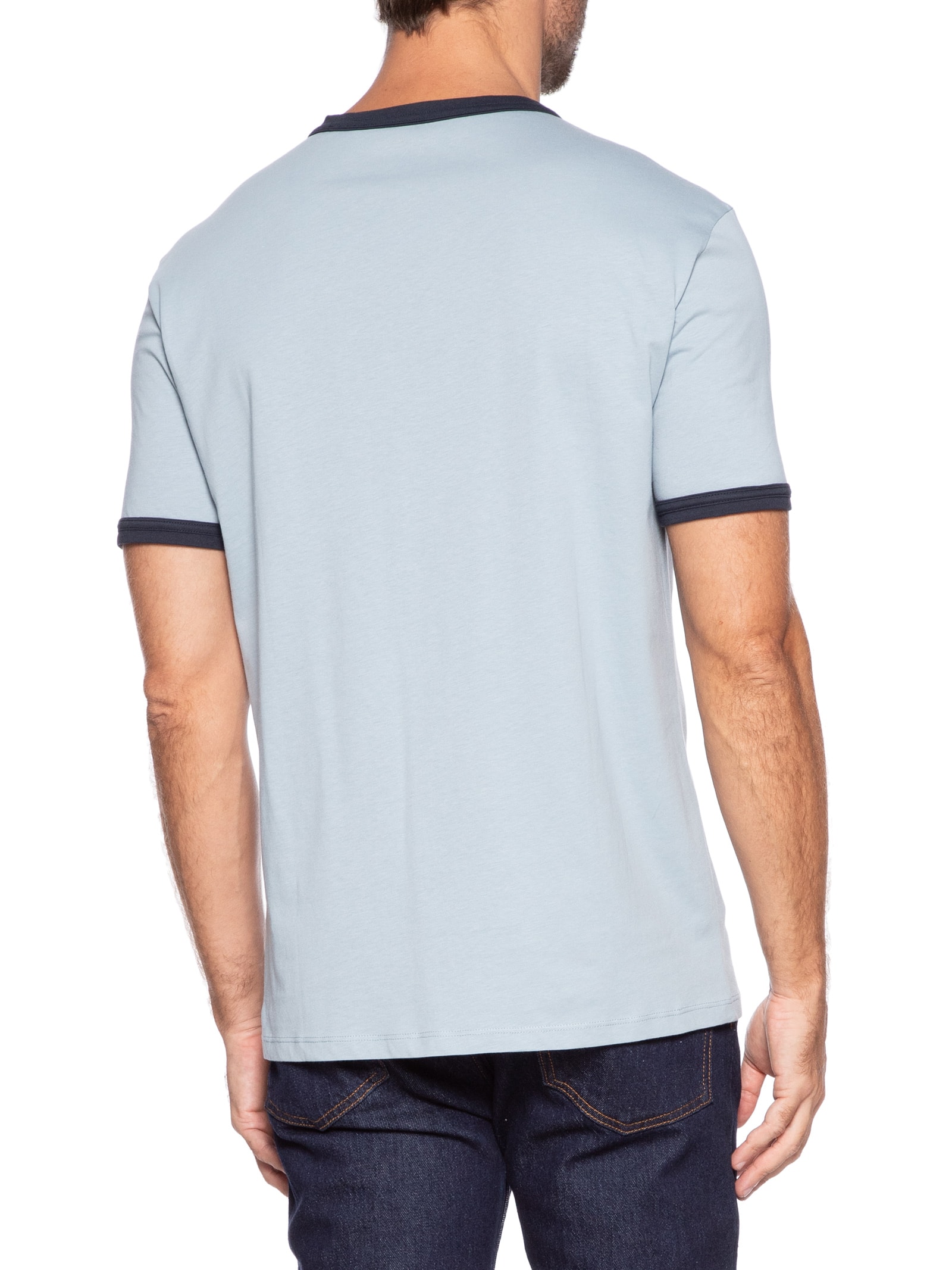 Camiseta Masculina Manga Curta College Logo Azul Armani Exchange