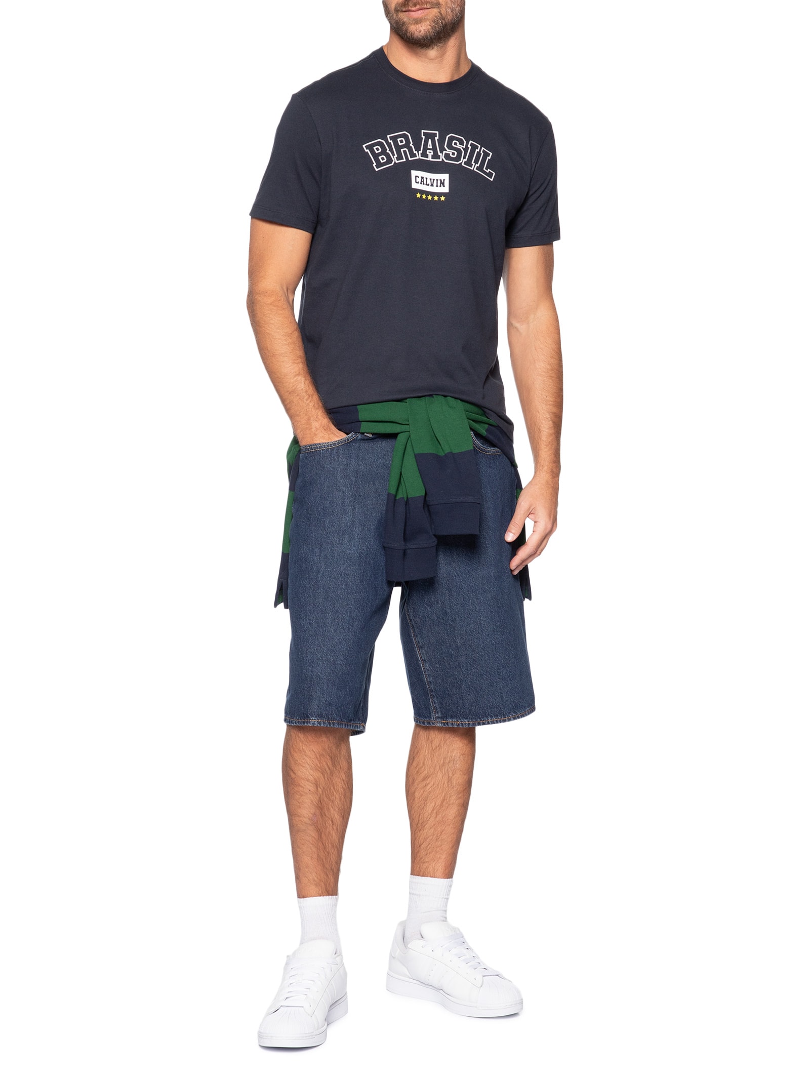 Camiseta Masculina Manga Curta Copa Azul Calvin Klein Jeans