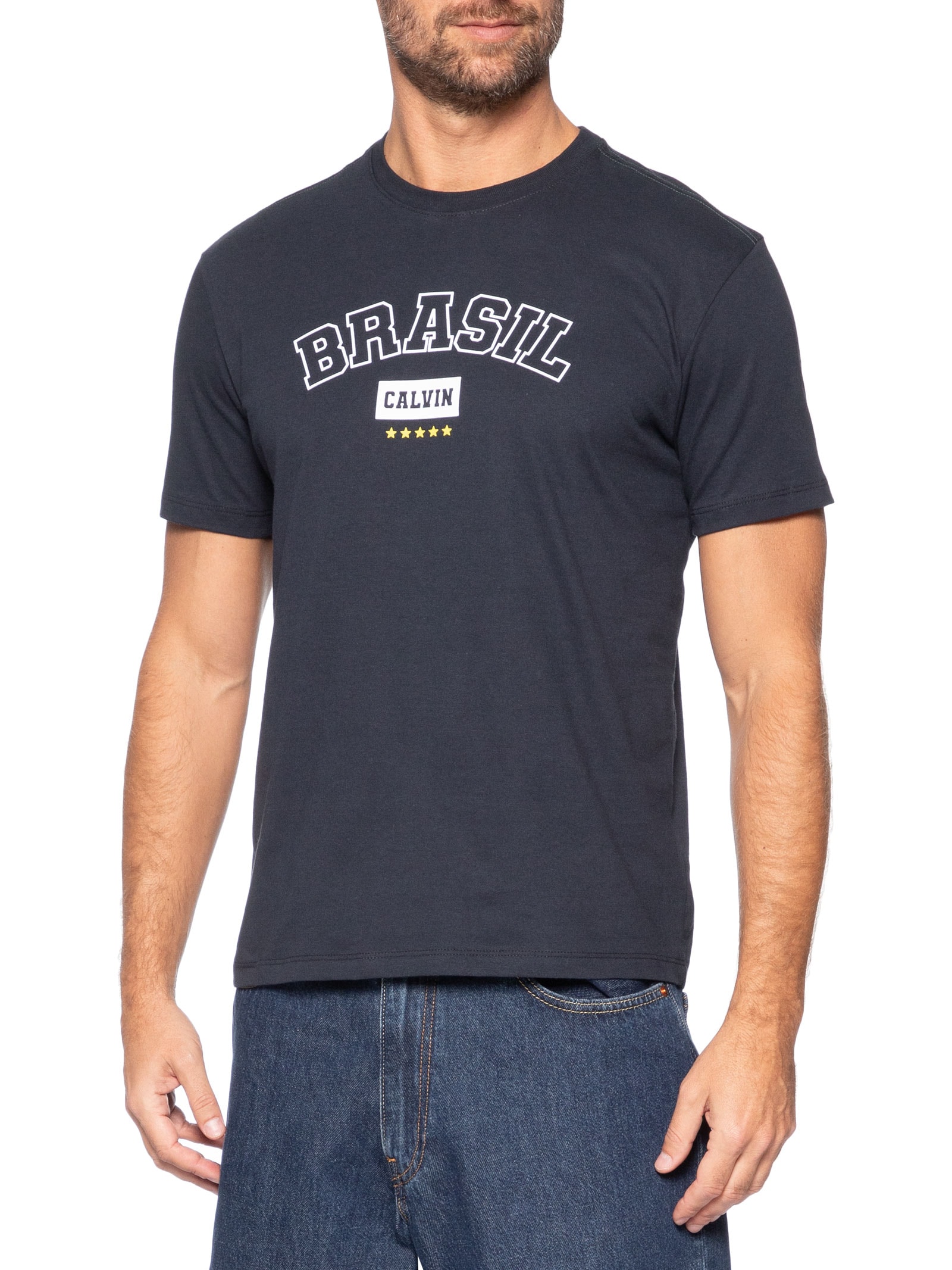 Camiseta Masculina Manga Curta Copa Azul Calvin Klein Jeans