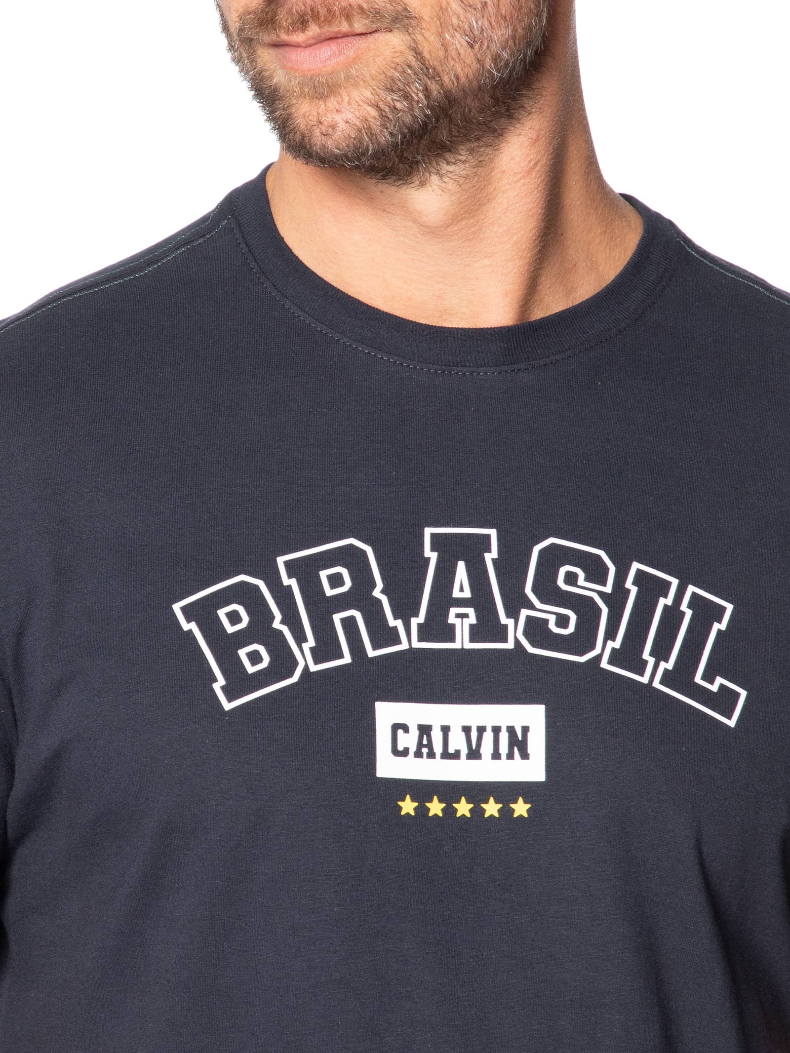 Camiseta Masculina Manga Curta Copa Azul Calvin Klein Jeans