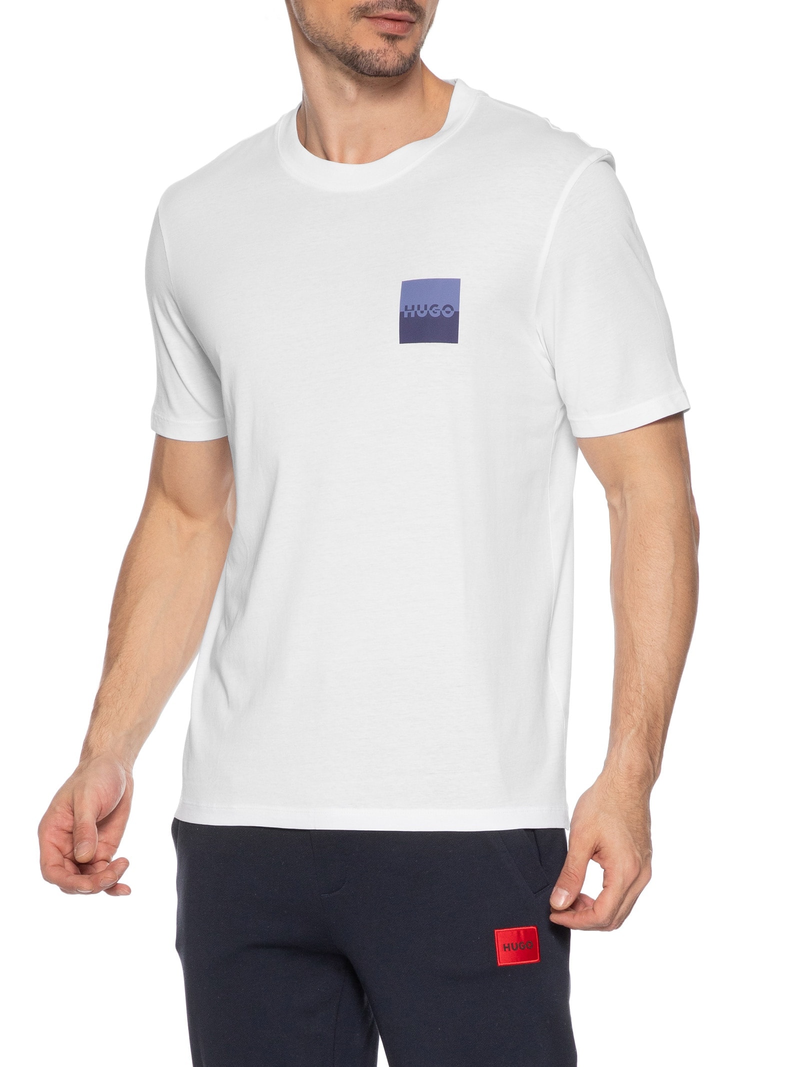Camiseta Masculina Manga Curta Dapusi Branco  Hugo