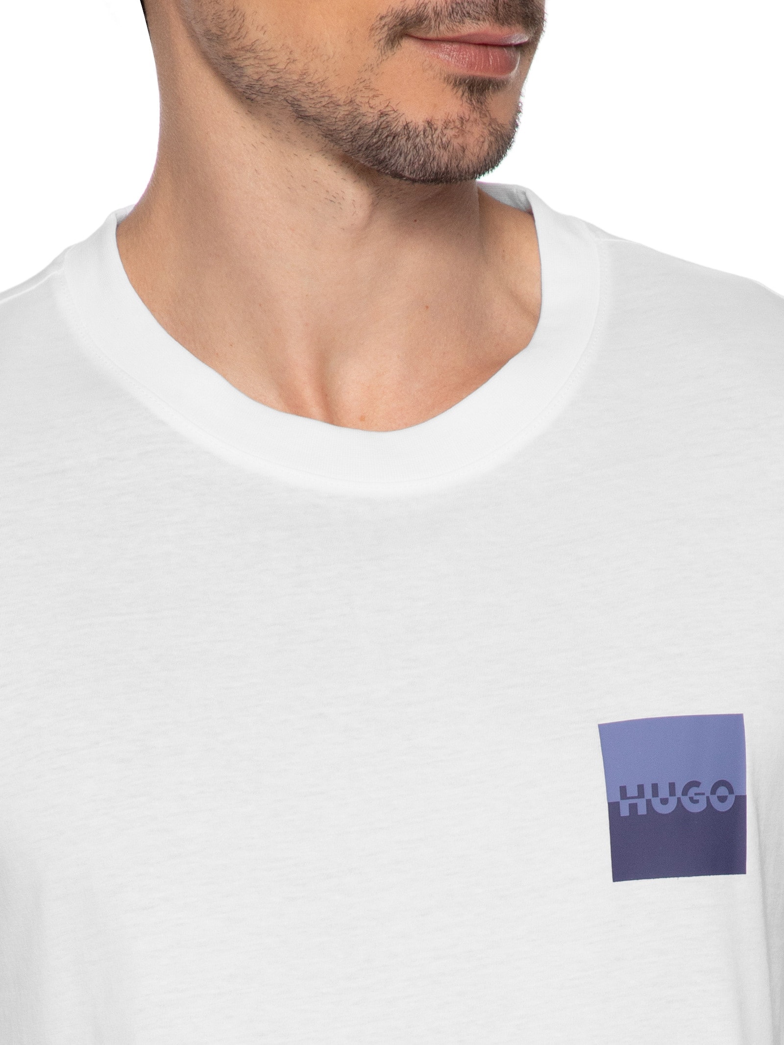 Camiseta Masculina Manga Curta Dapusi Branco  Hugo