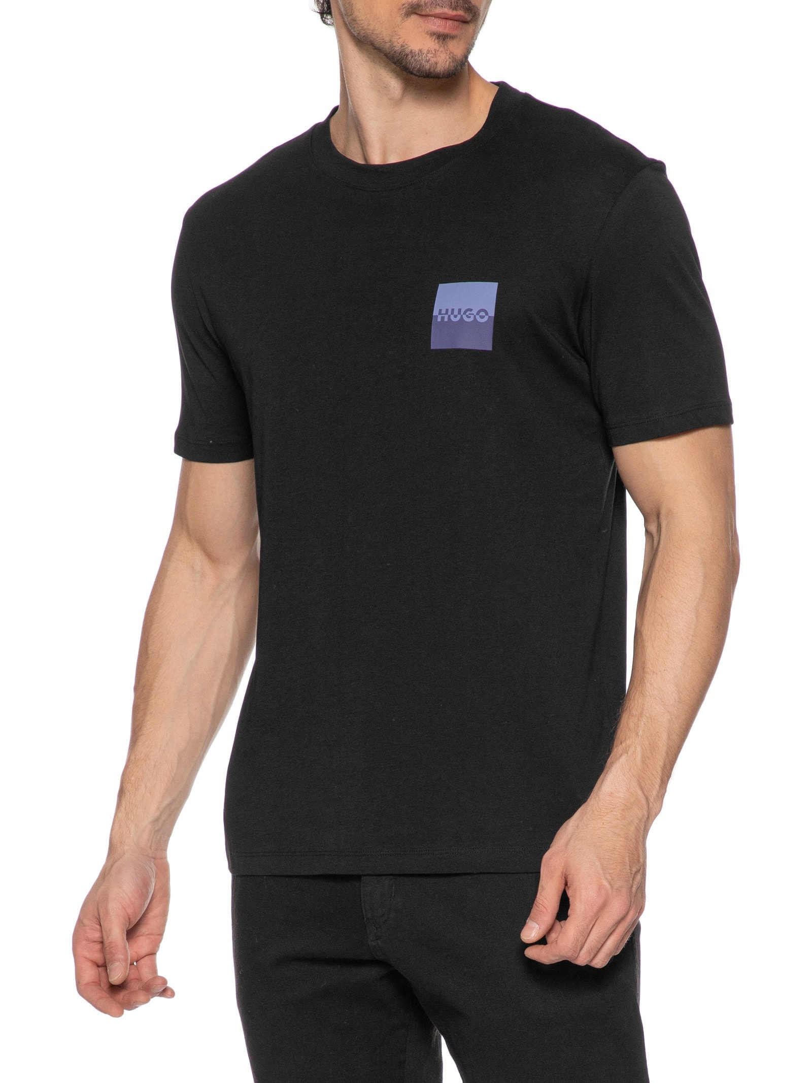 Camiseta Masculina Manga Curta Dapusi Preto  Hugo