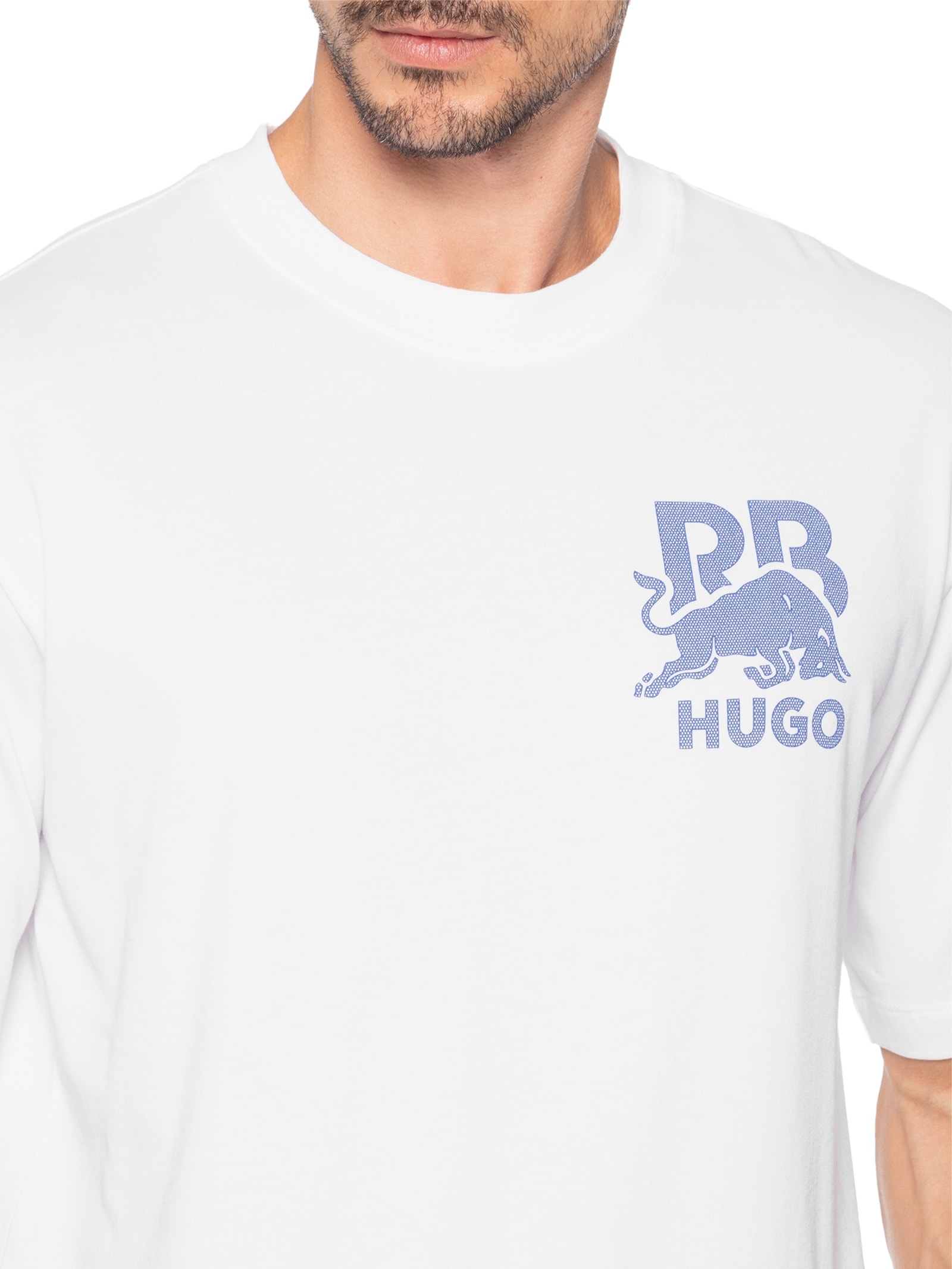 Camiseta Masculina Manga Curta Delel Collab Red Bull Branco Hugo
