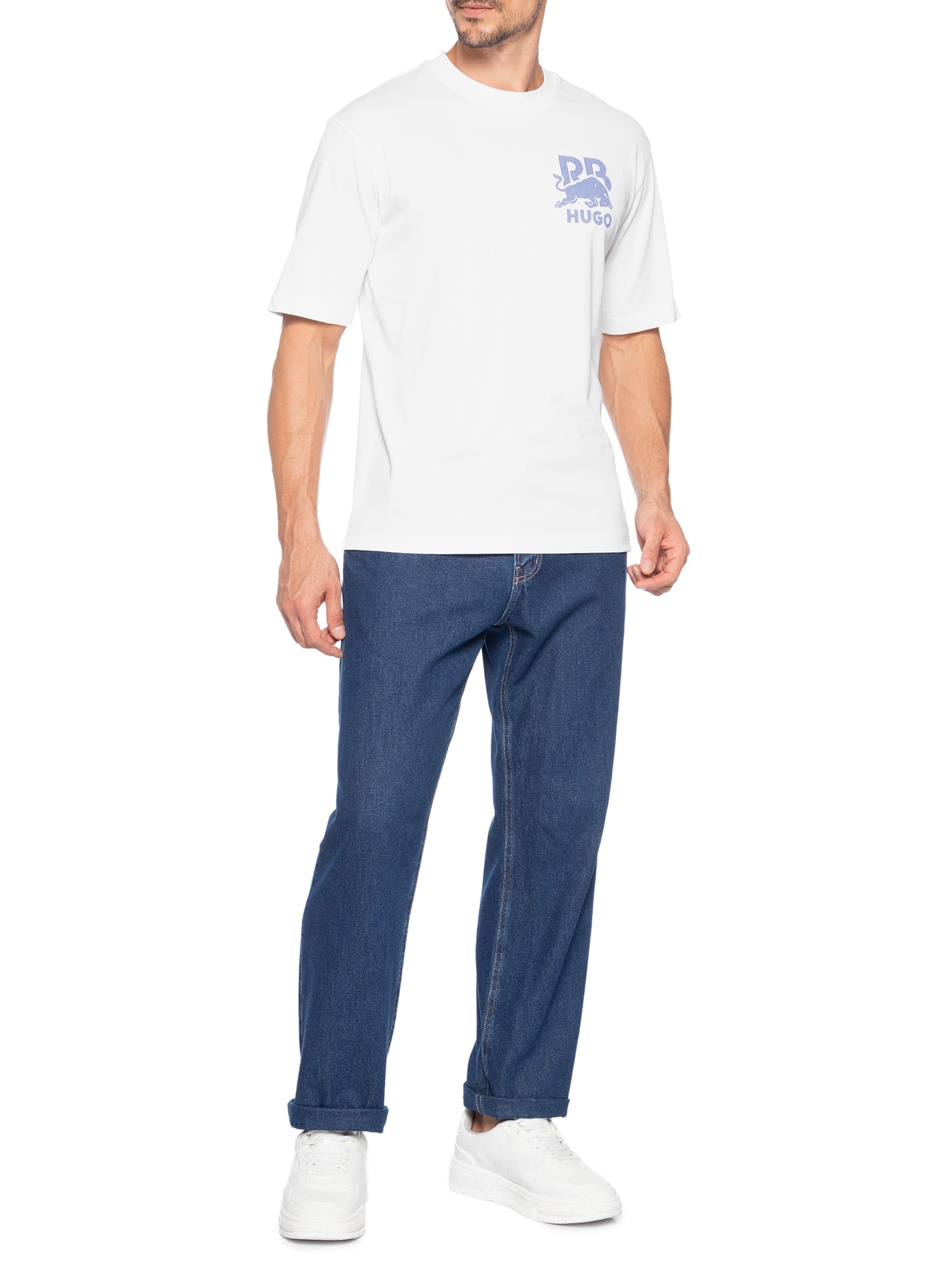 Camiseta Masculina Manga Curta Delel Collab Red Bull Branco Hugo