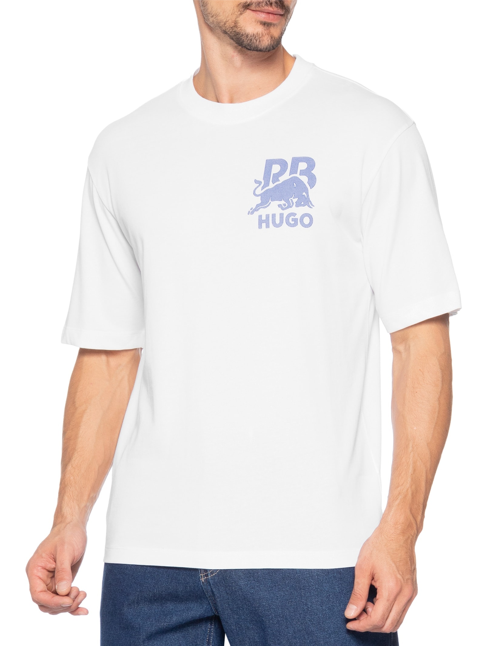 Camiseta Masculina Manga Curta Delel Collab Red Bull Branco Hugo