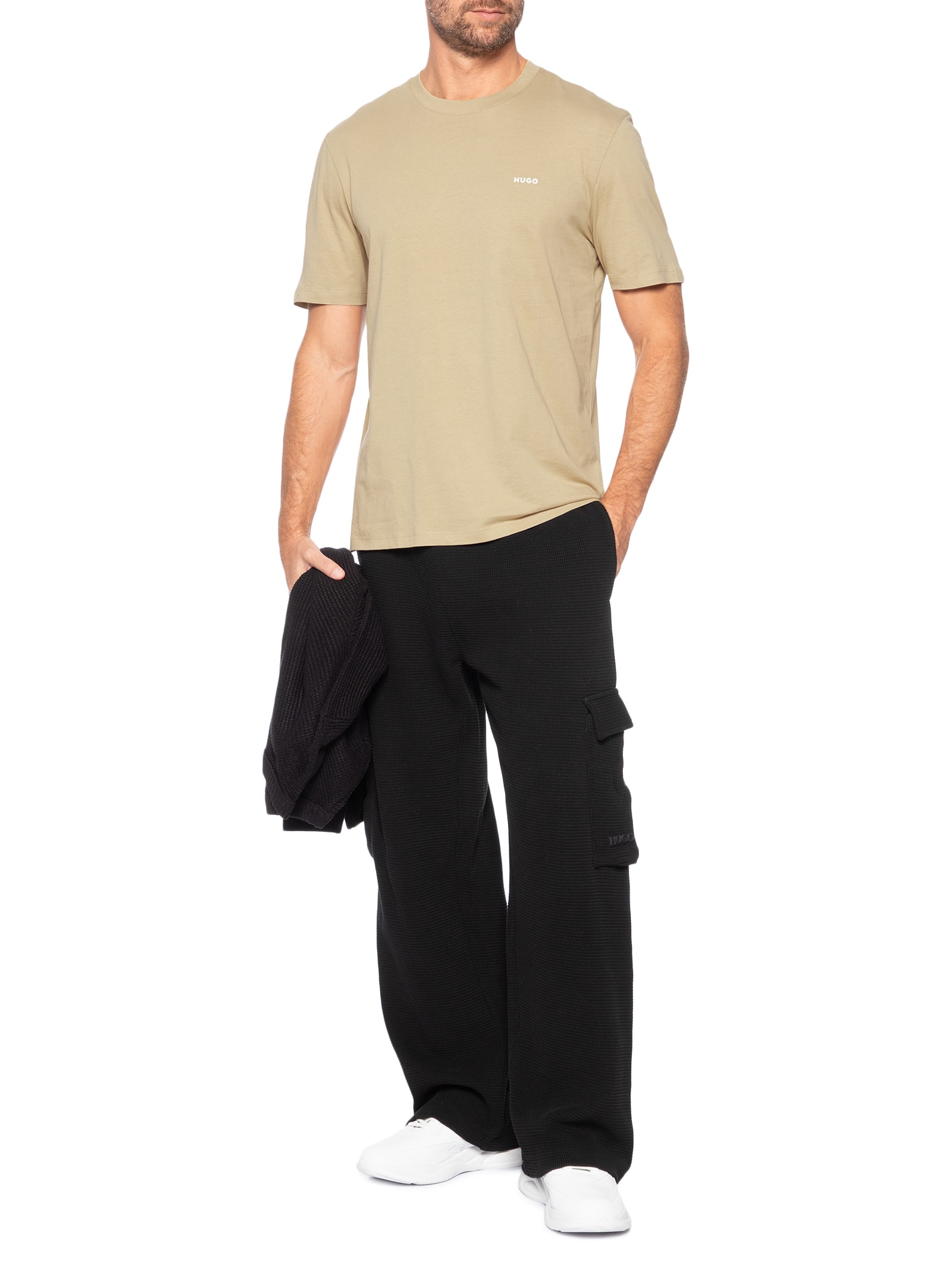 Camiseta Masculina Manga Curta Dero Bege Hugo