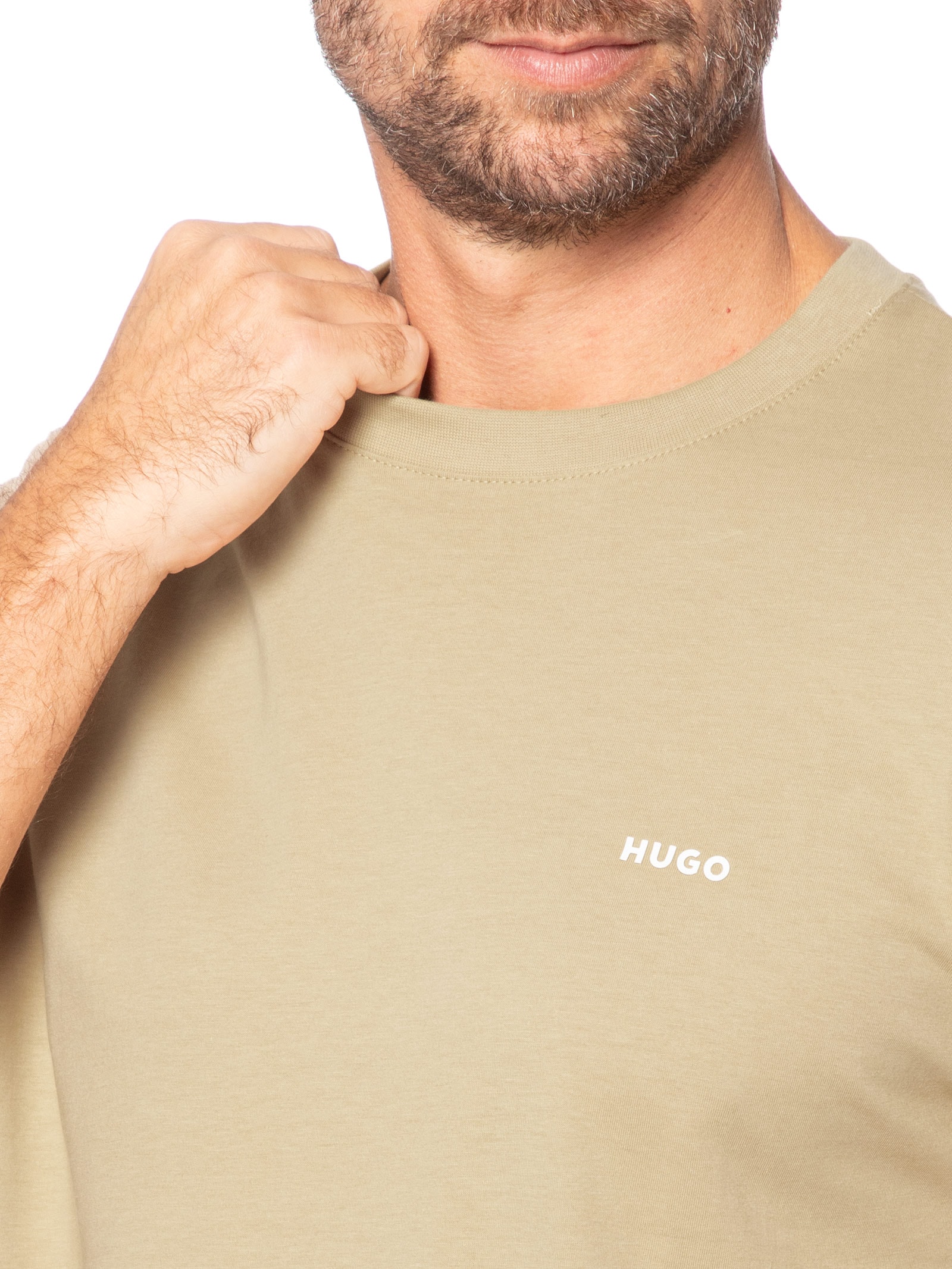 Camiseta Masculina Manga Curta Dero Bege Hugo