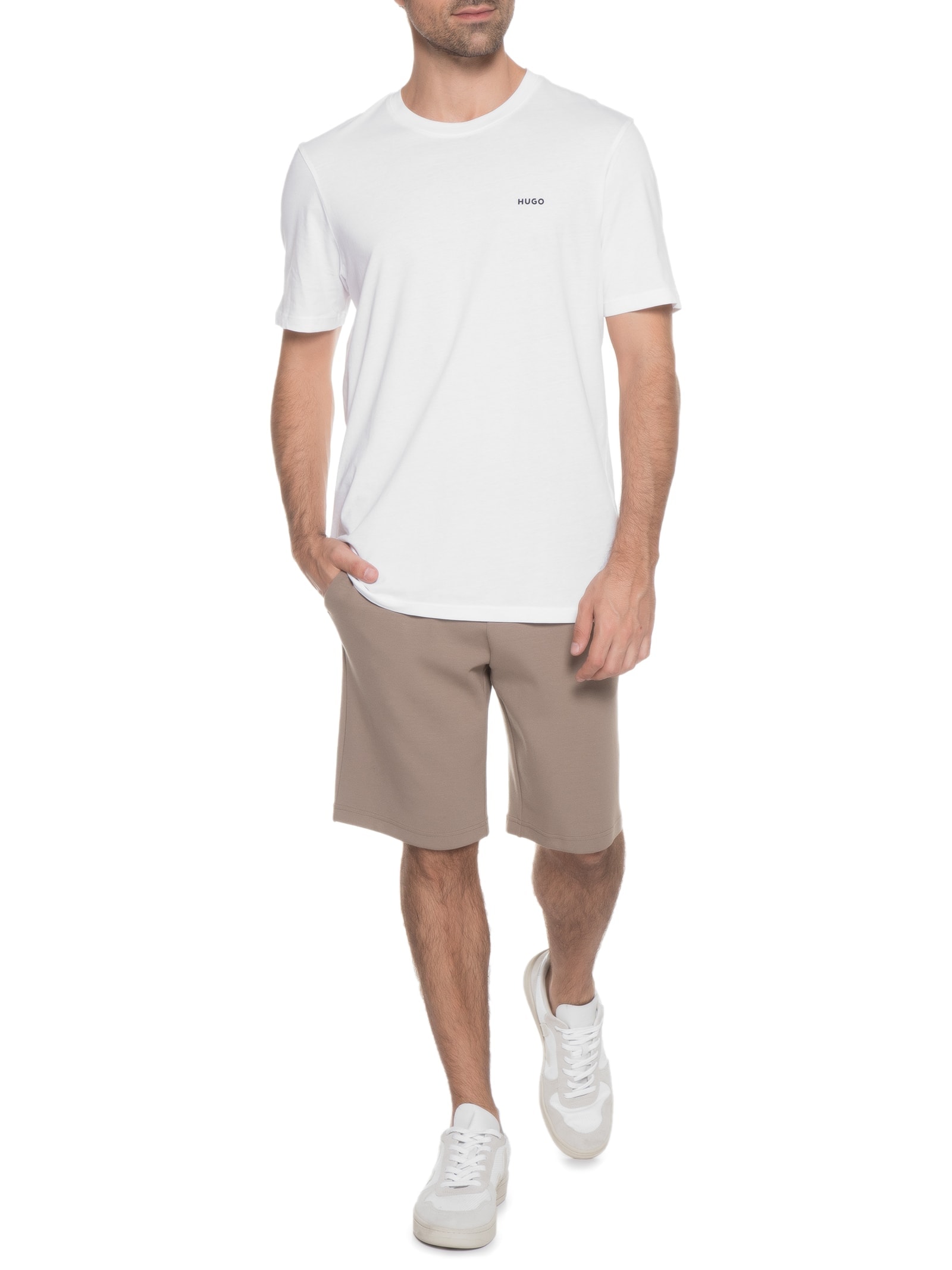 Camiseta Masculina Manga Curta Dero222 Branco Hugo