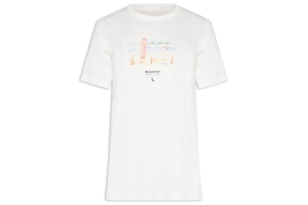 Camiseta Masculina Manga Curta Deu Praia - Branco