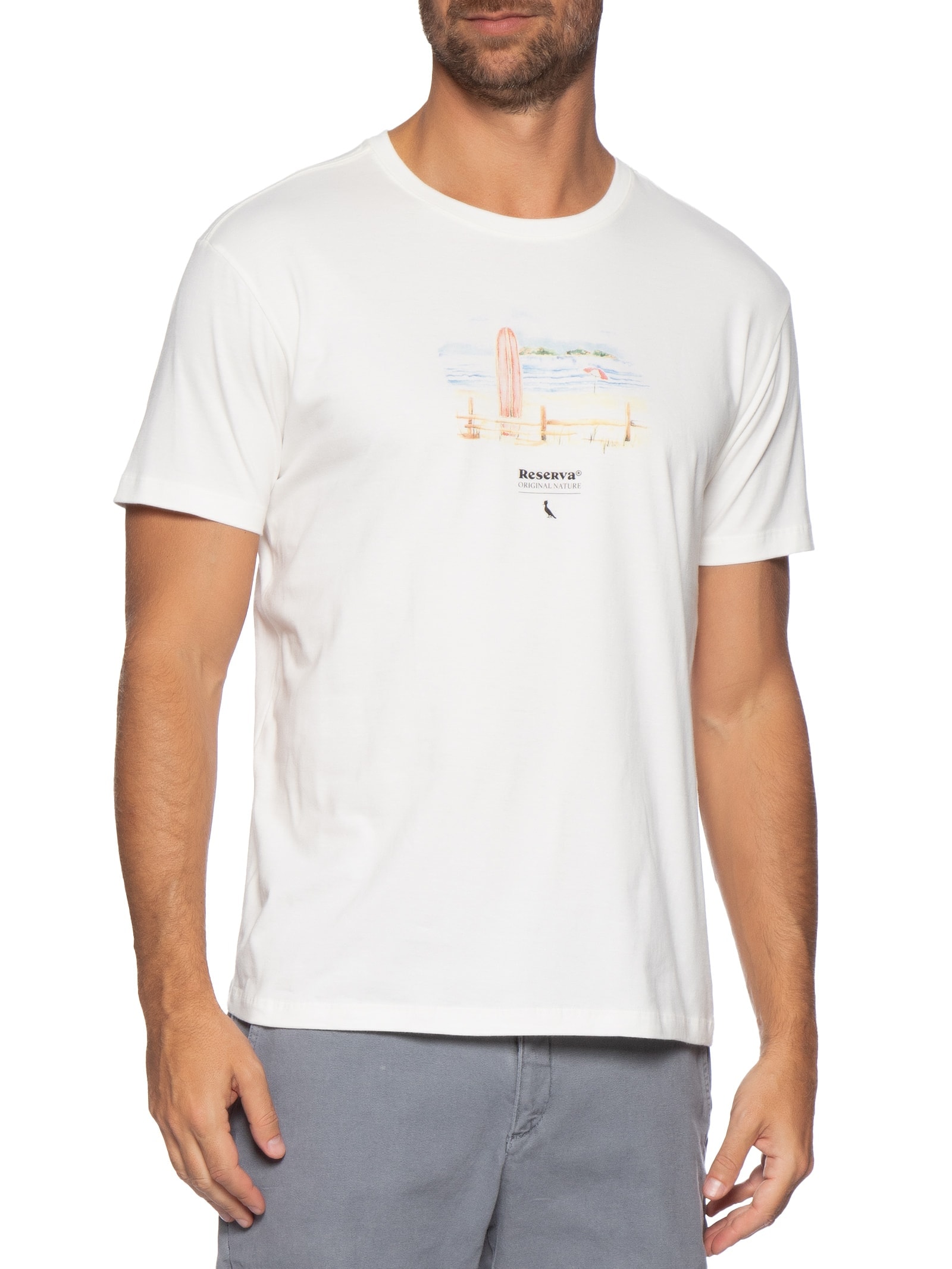 Camiseta Masculina Manga Curta Deu Praia Branco Reserva