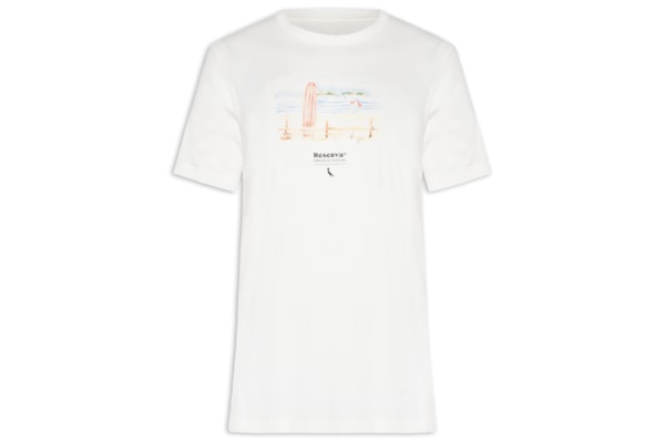 Camiseta Masculina Manga Curta Deu Praia - Branco