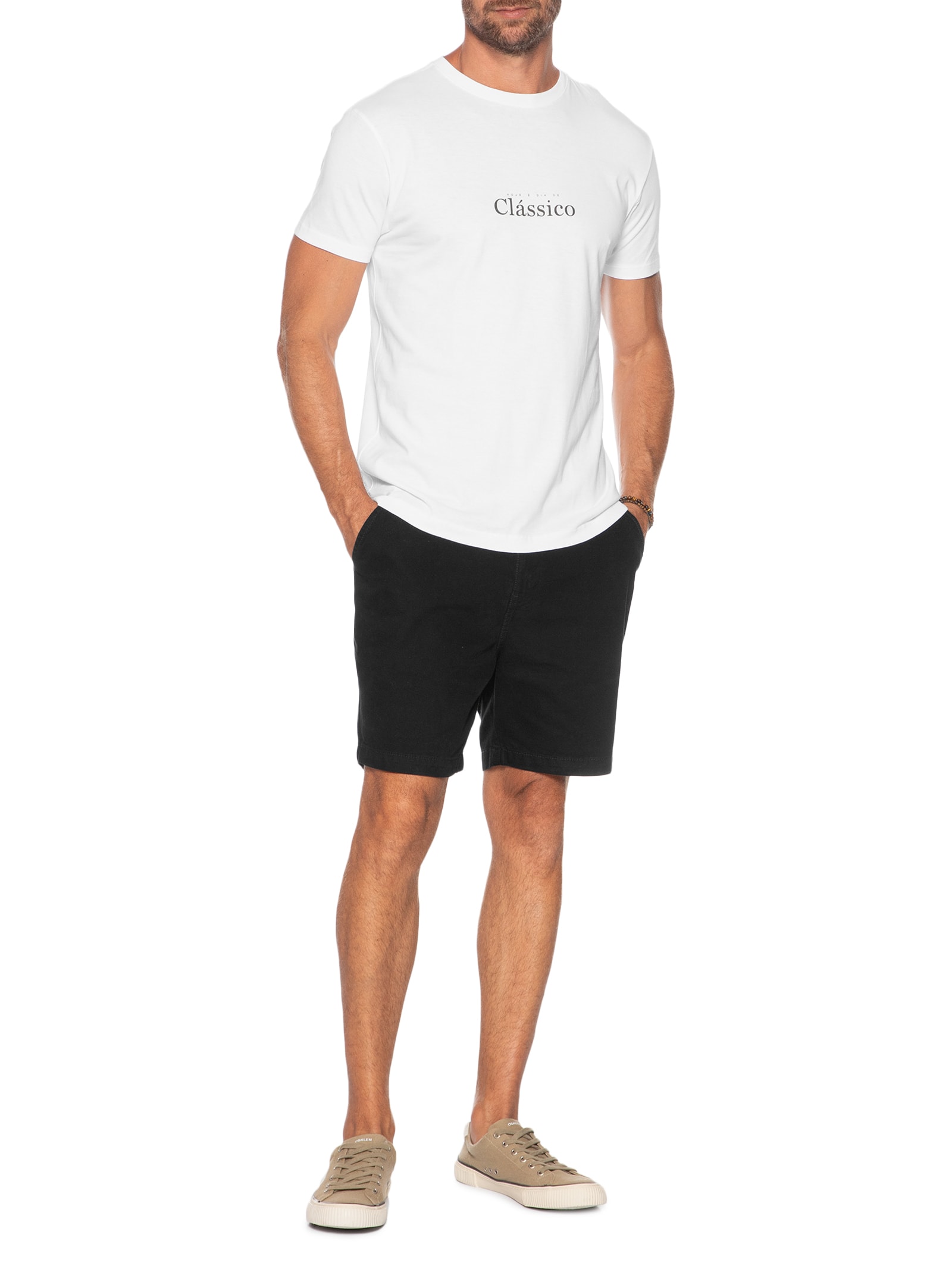 Camiseta Masculina Manga Curta Dia De Clássico Branco Foxton