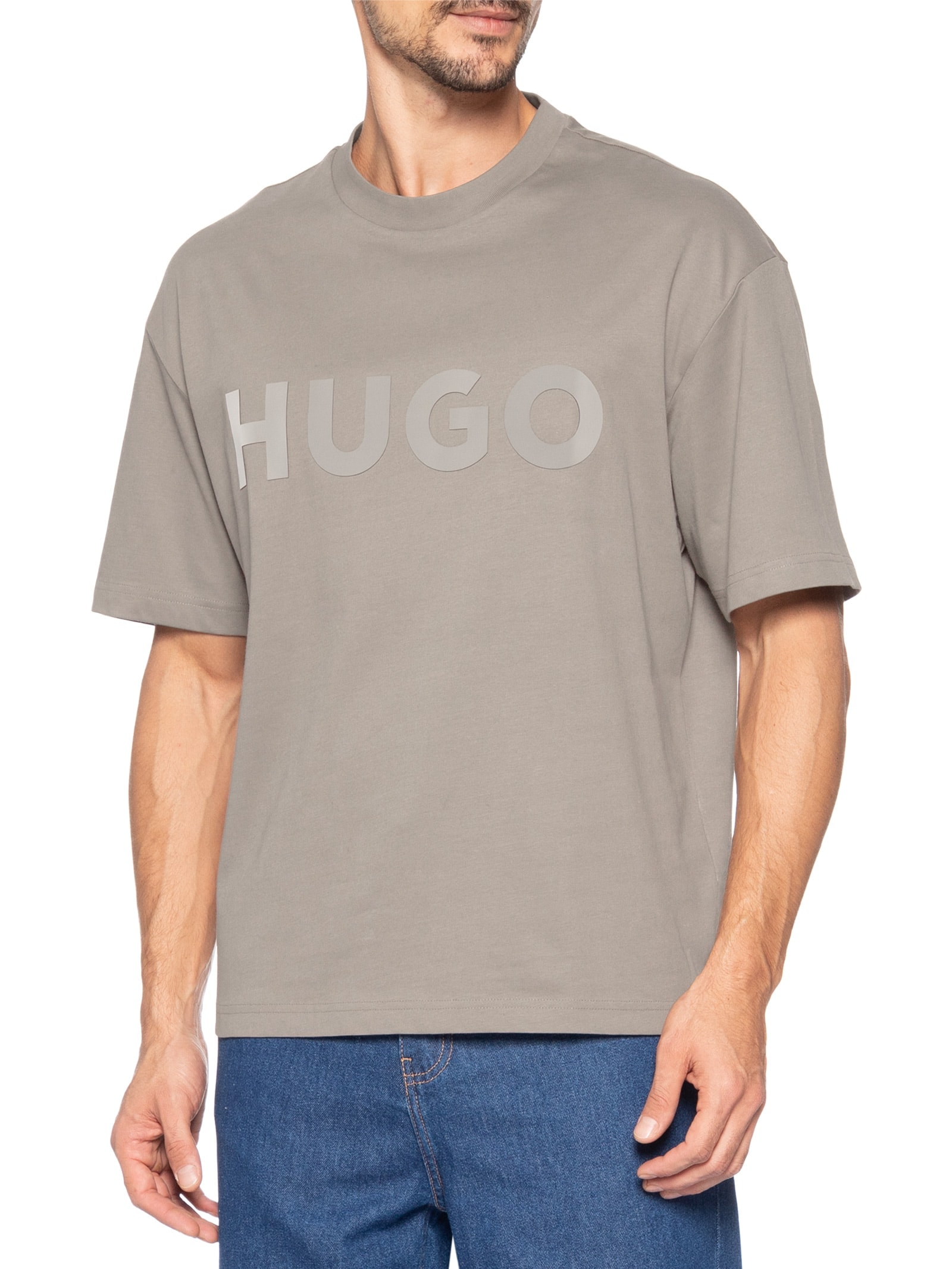Camiseta Masculina Manga Curta Dinkee Bege Hugo