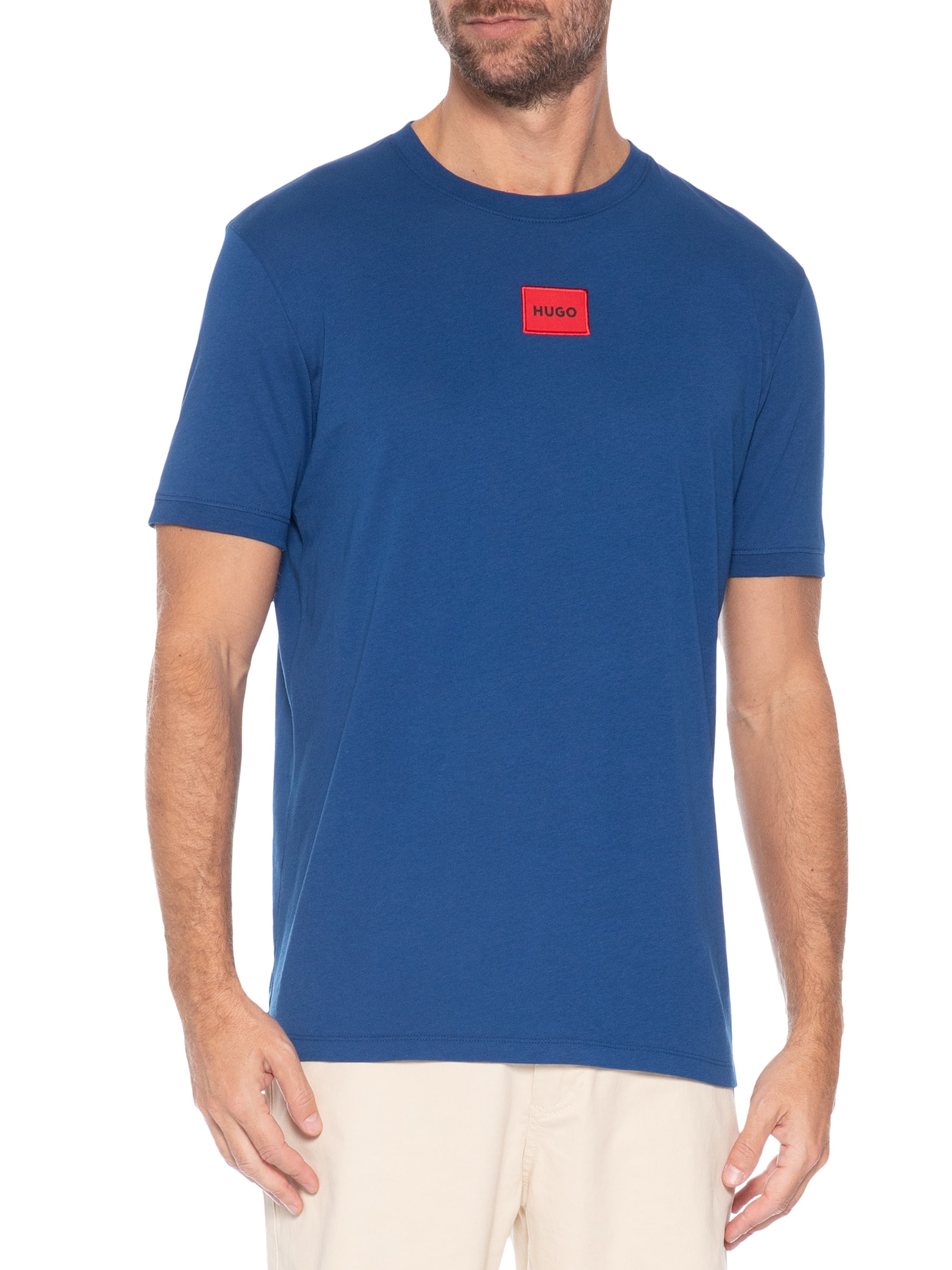 Camiseta Masculina Manga Curta Diragolino Azul Hugo