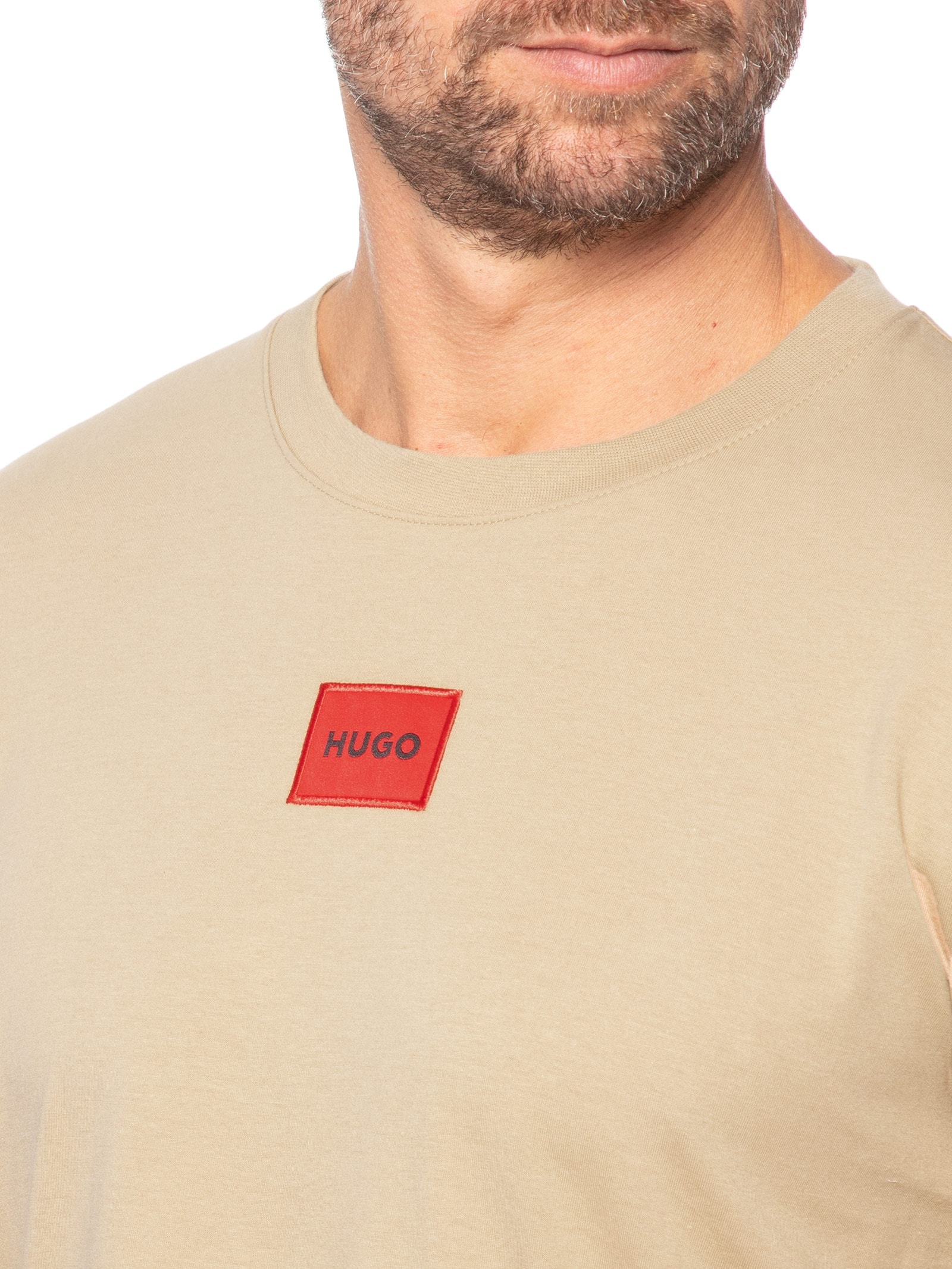 Camiseta Masculina Manga Curta Diragolino Bege Hugo