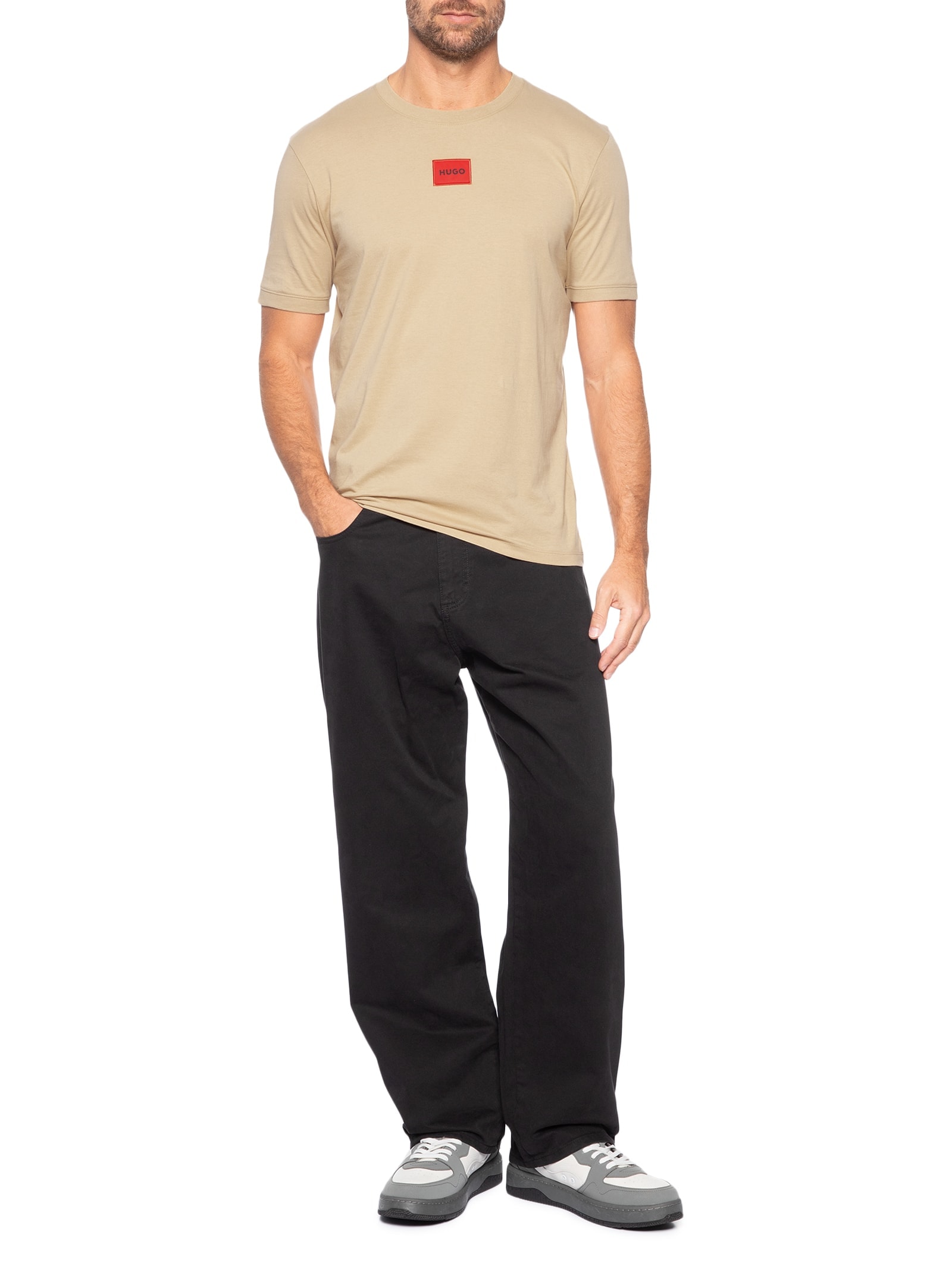 Camiseta Masculina Manga Curta Diragolino Bege Hugo