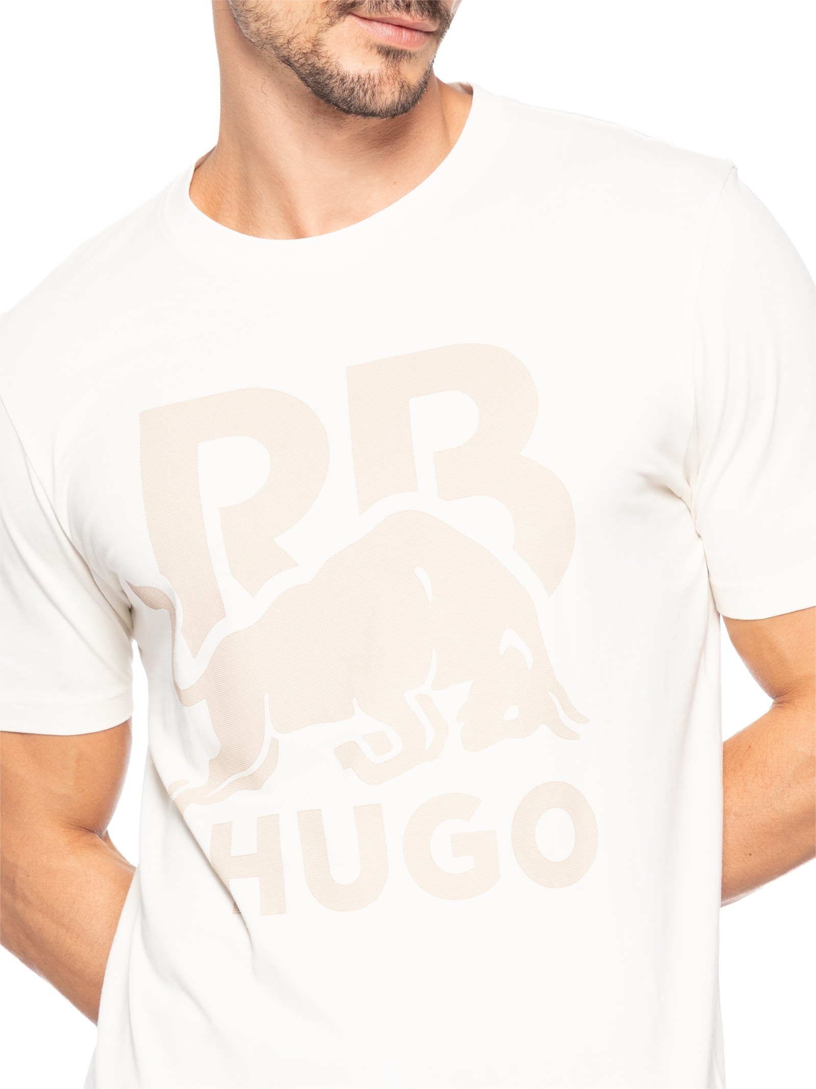 Camiseta Masculina Manga Curta Dlix Collab Red Bull Branco Hugo