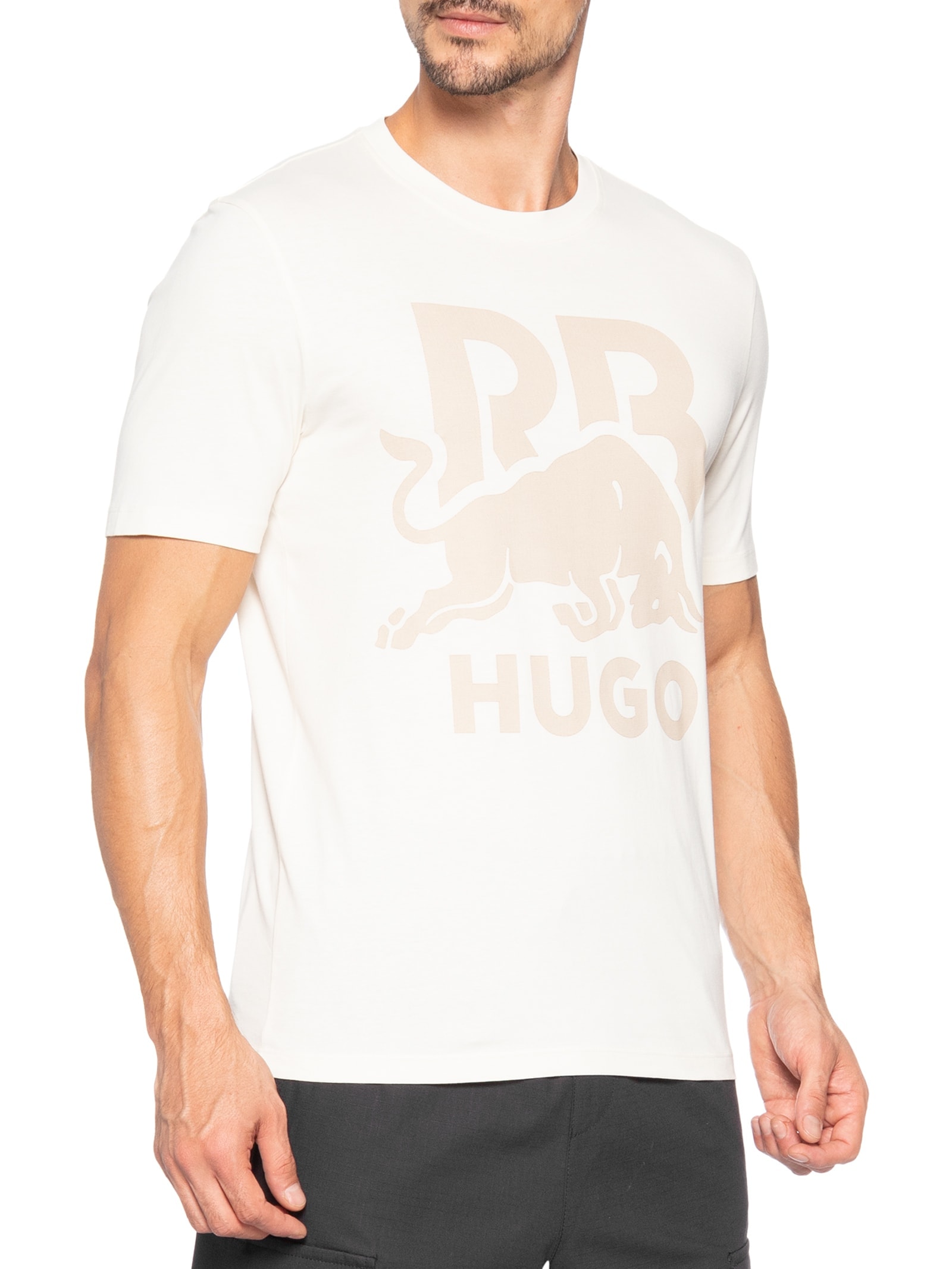 Camiseta Masculina Manga Curta Dlix Collab Red Bull Branco Hugo