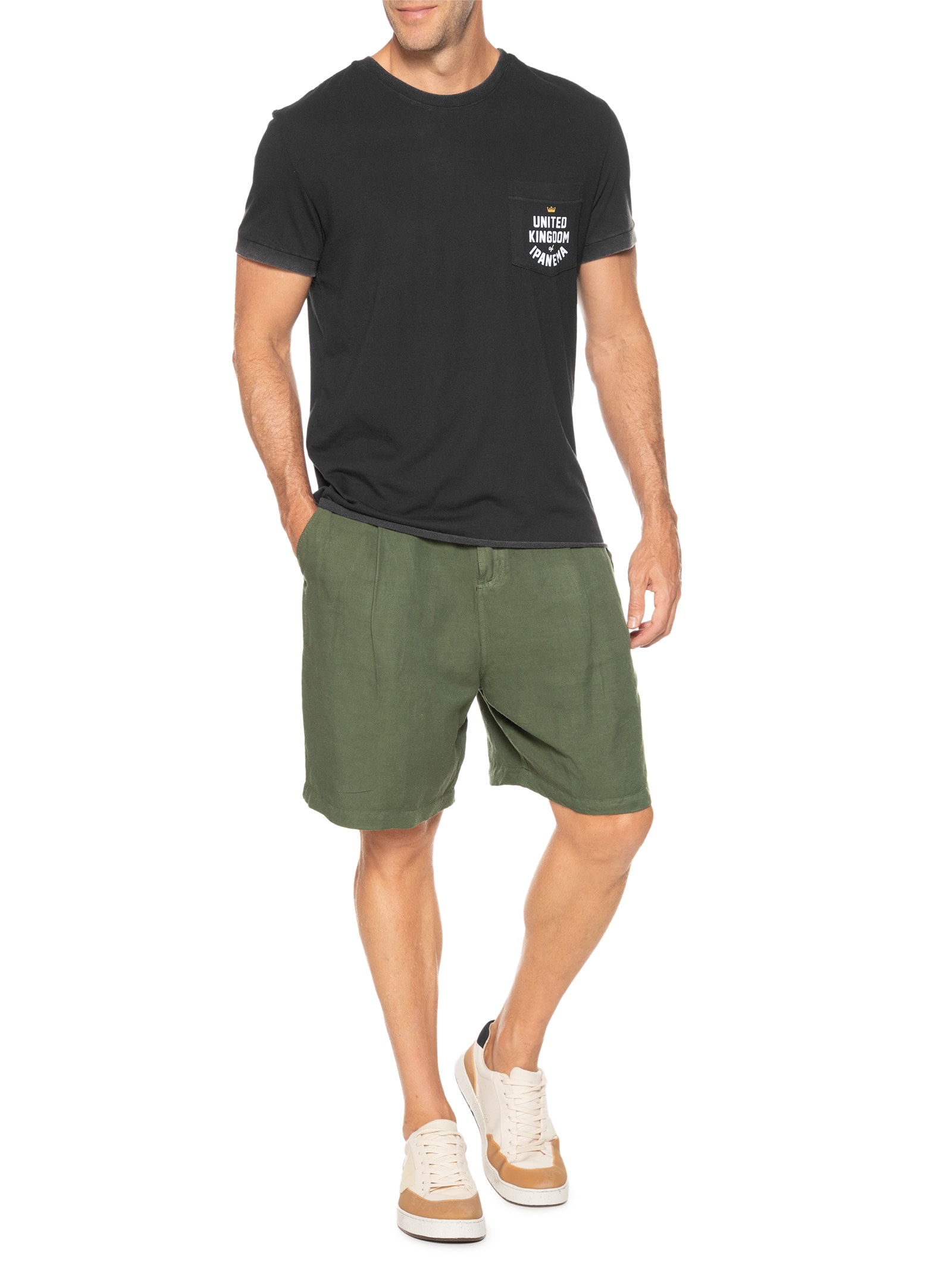 Camiseta Masculina Manga Curta Double Ipanema Kingdom Preto Osklen