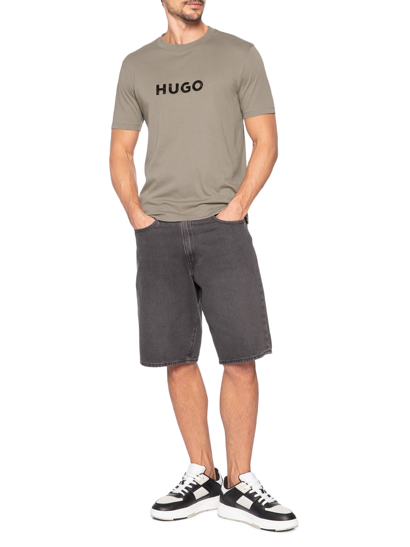 Camiseta Masculina Manga Curta Dumeo Bege Hugo