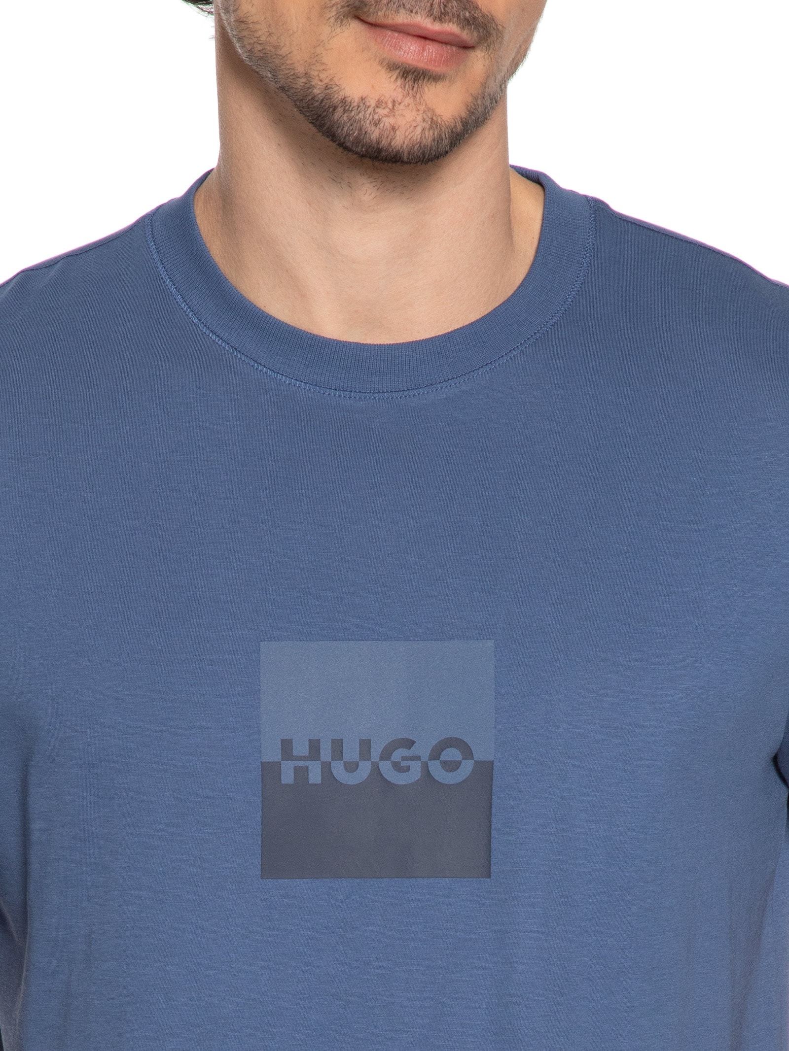 Camiseta Masculina Manga Curta Dusplit Azul  Hugo