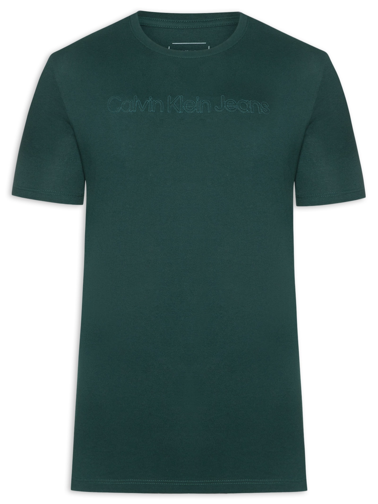 Camiseta Masculina Manga Curta Embossed + Bordado Verde Calvin Klein Jeans