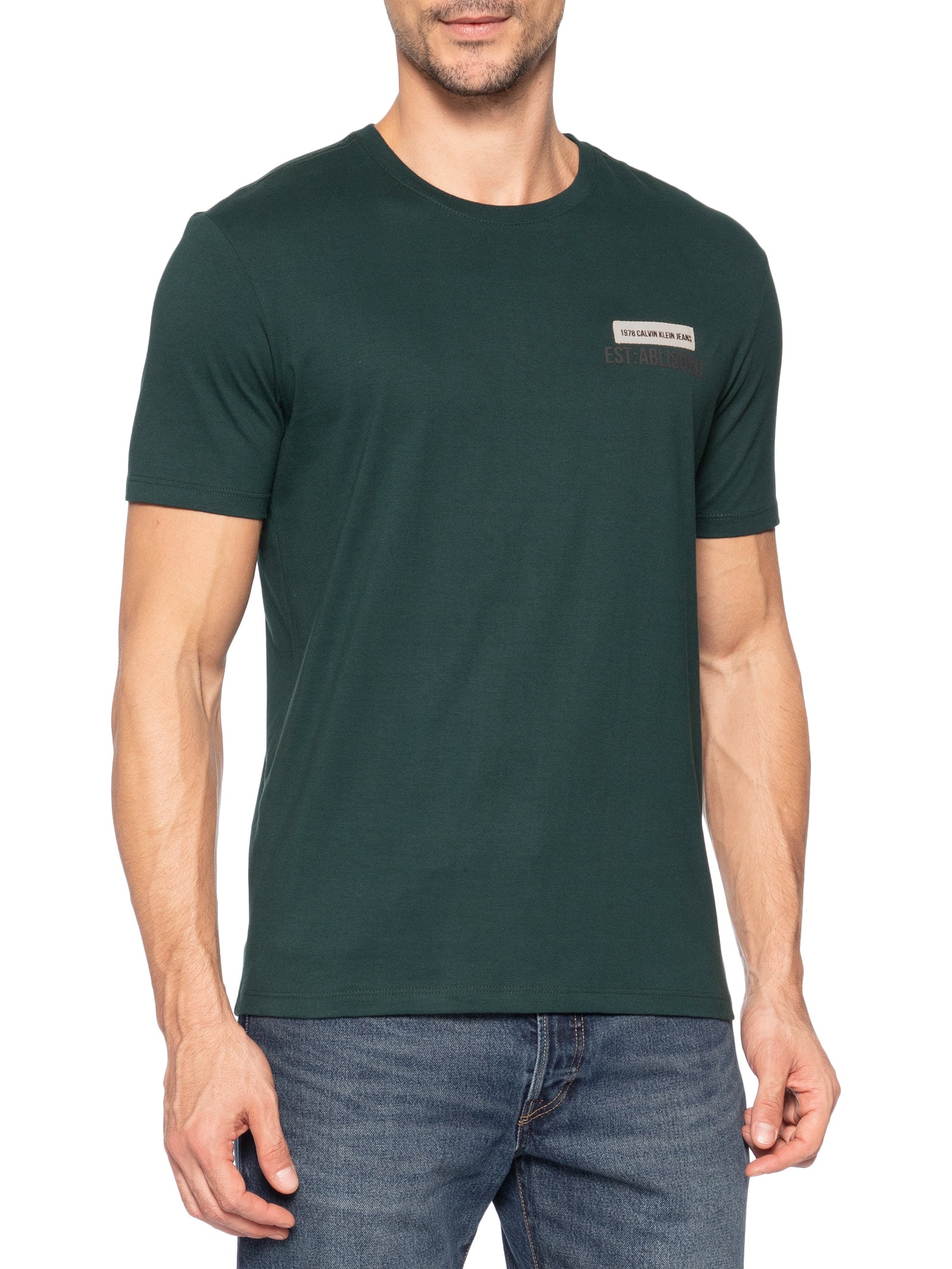 Camiseta Masculina Manga Curta Established Verde Calvin Klein Jeans