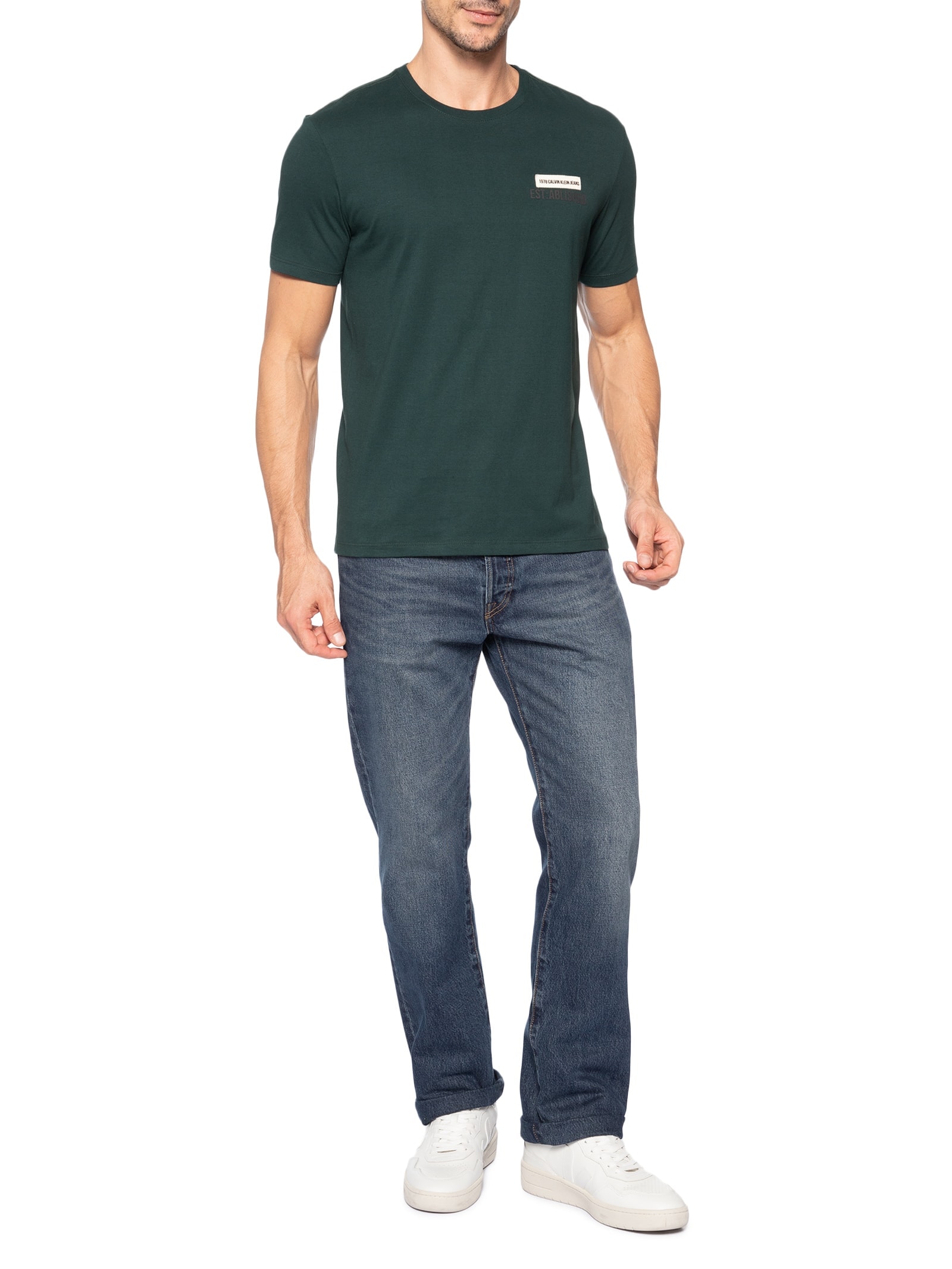 Camiseta Masculina Manga Curta Established Verde Calvin Klein Jeans