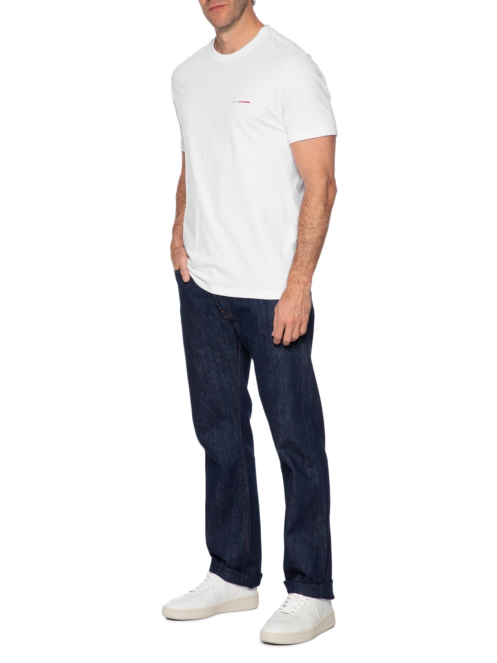 Camiseta Masculina Manga Curta Estampa Branco Aramis