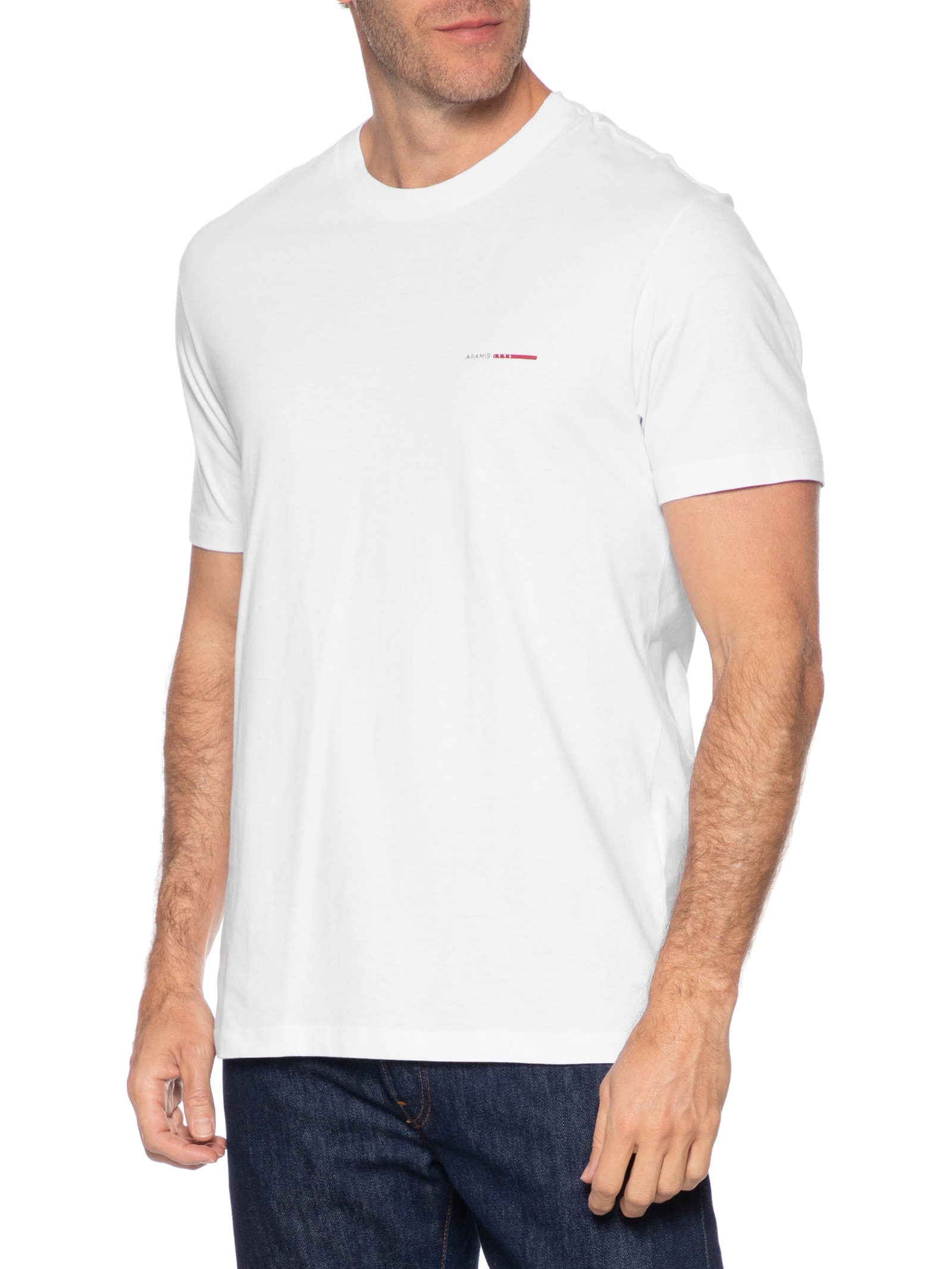 Camiseta Masculina Manga Curta Estampa Branco Aramis