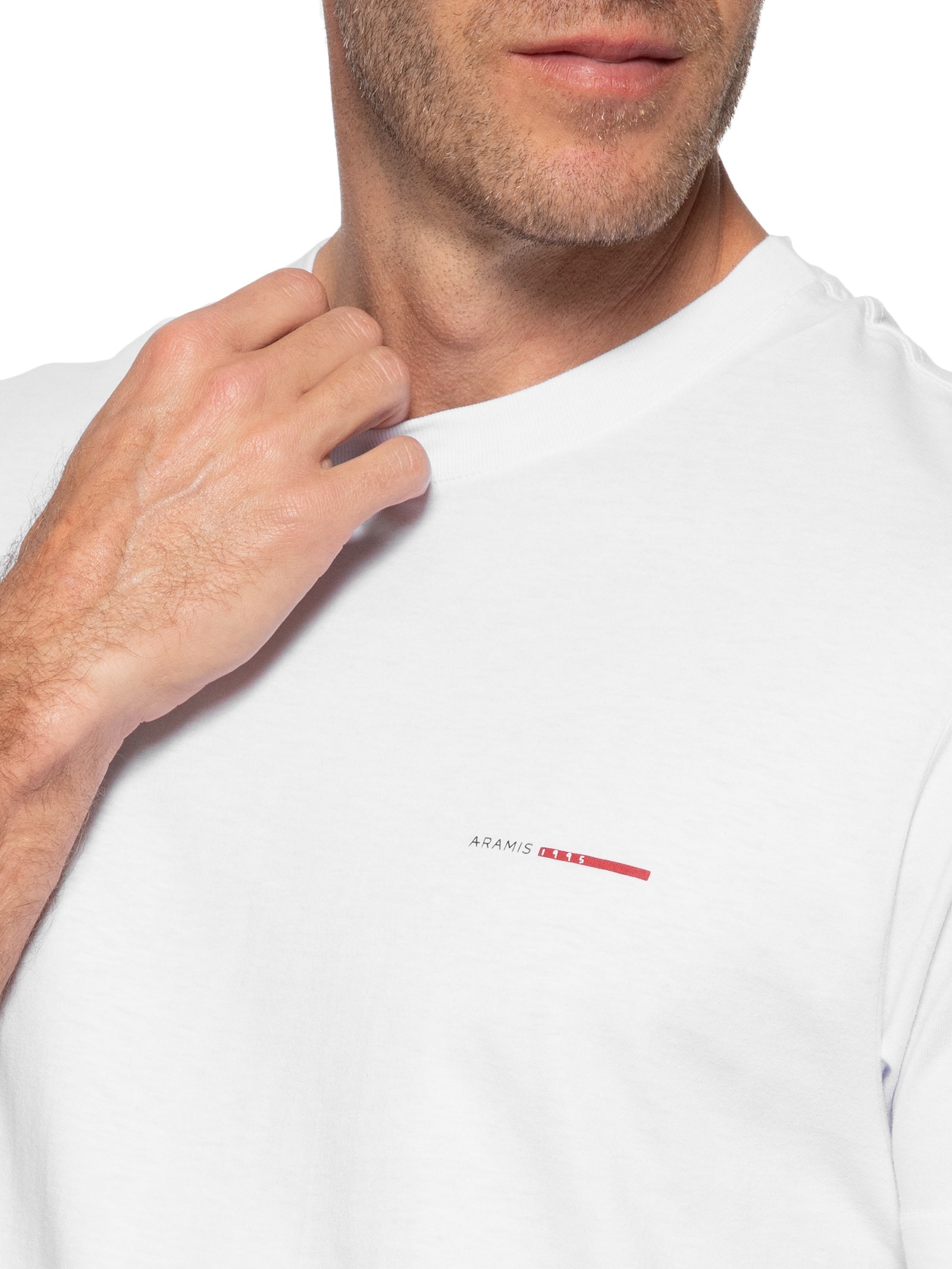 Camiseta Masculina Manga Curta Estampa Branco Aramis