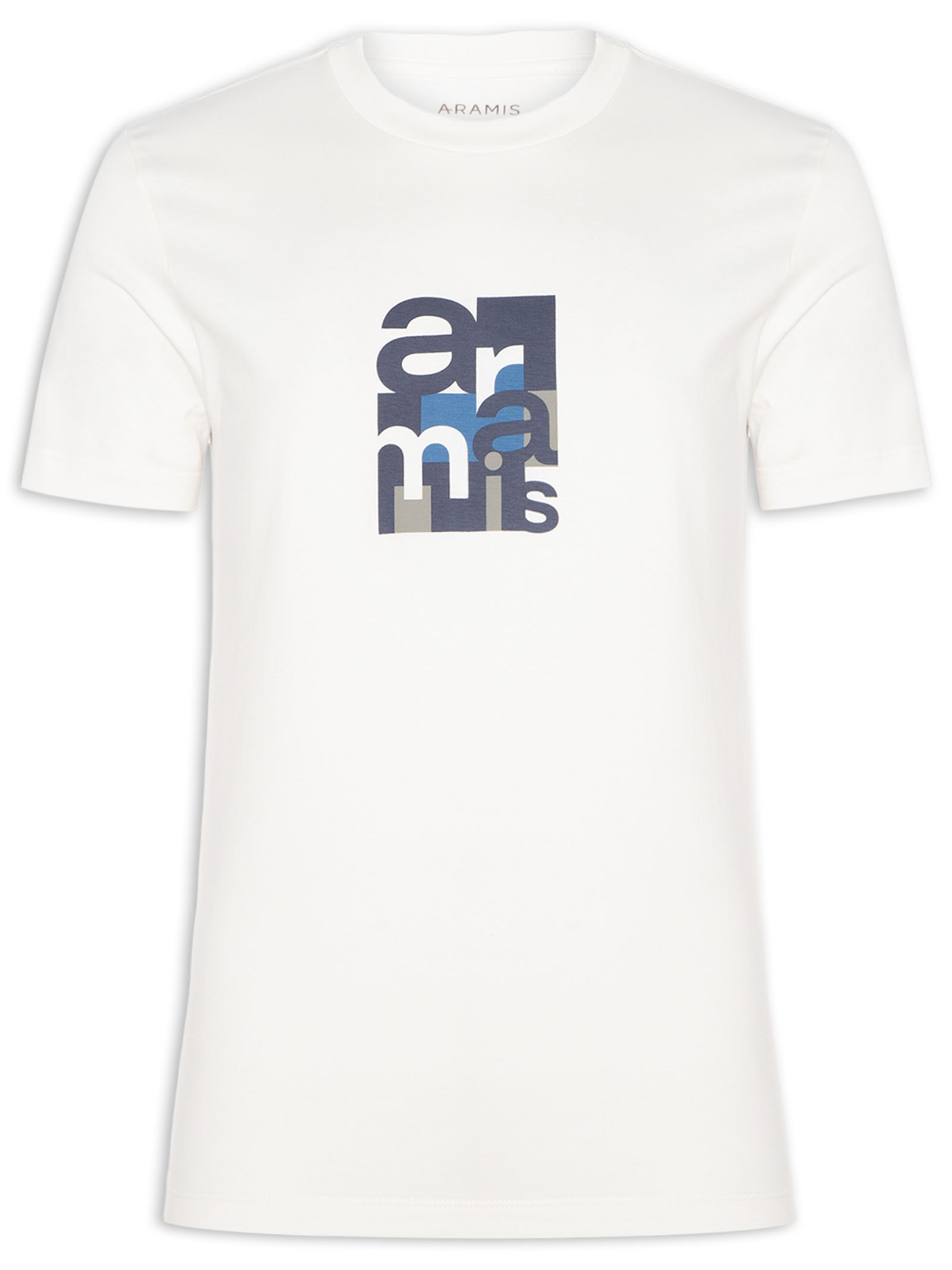 Camiseta Masculina Manga Curta Estampa Geométrica Branco Aramis