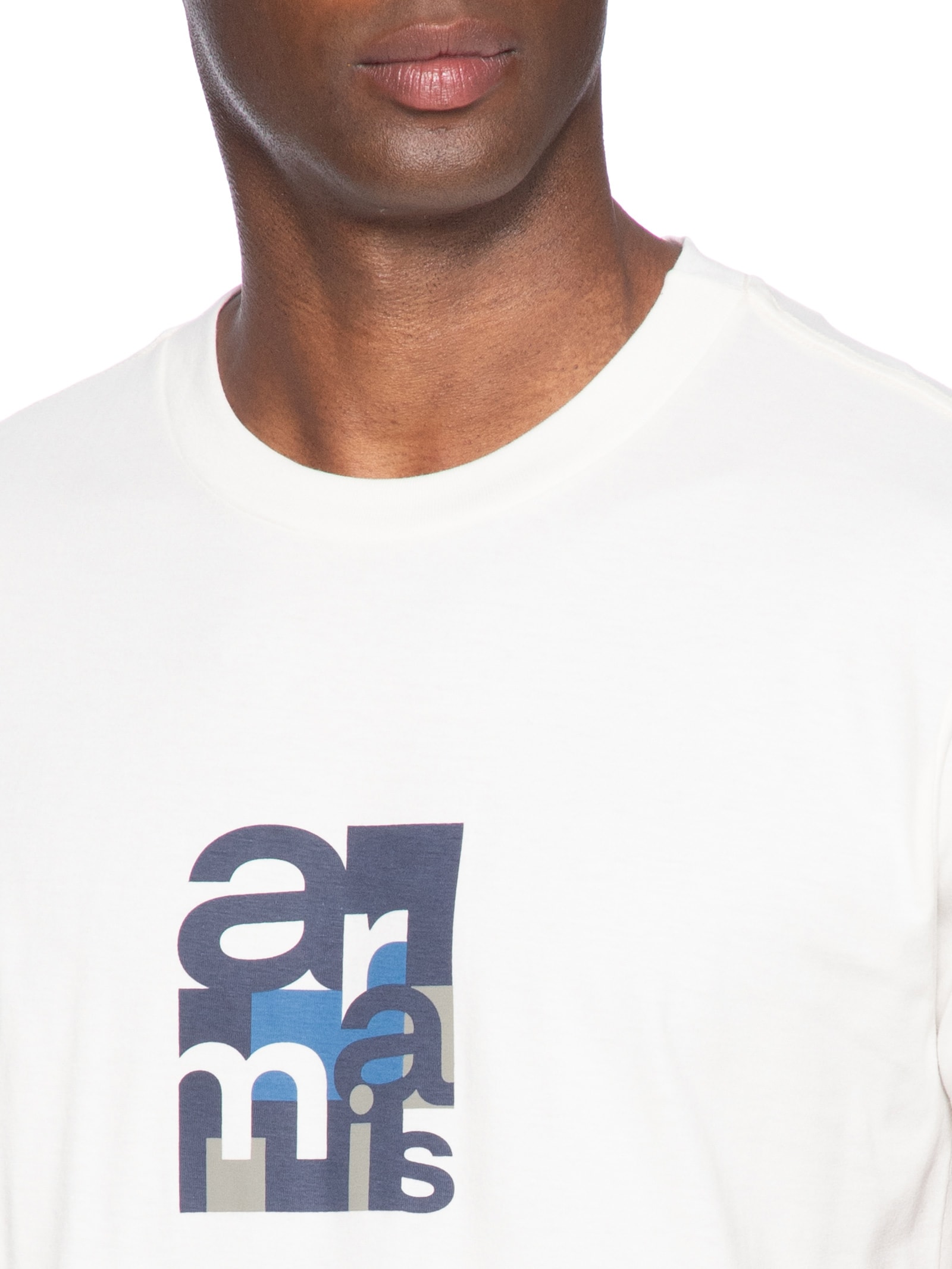 Camiseta Masculina Manga Curta Estampa Geométrica Branco Aramis