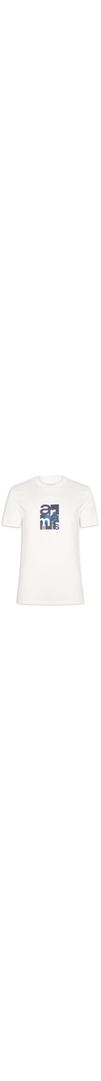 Camiseta Masculina Manga Curta Estampa Geométrica - Branco
