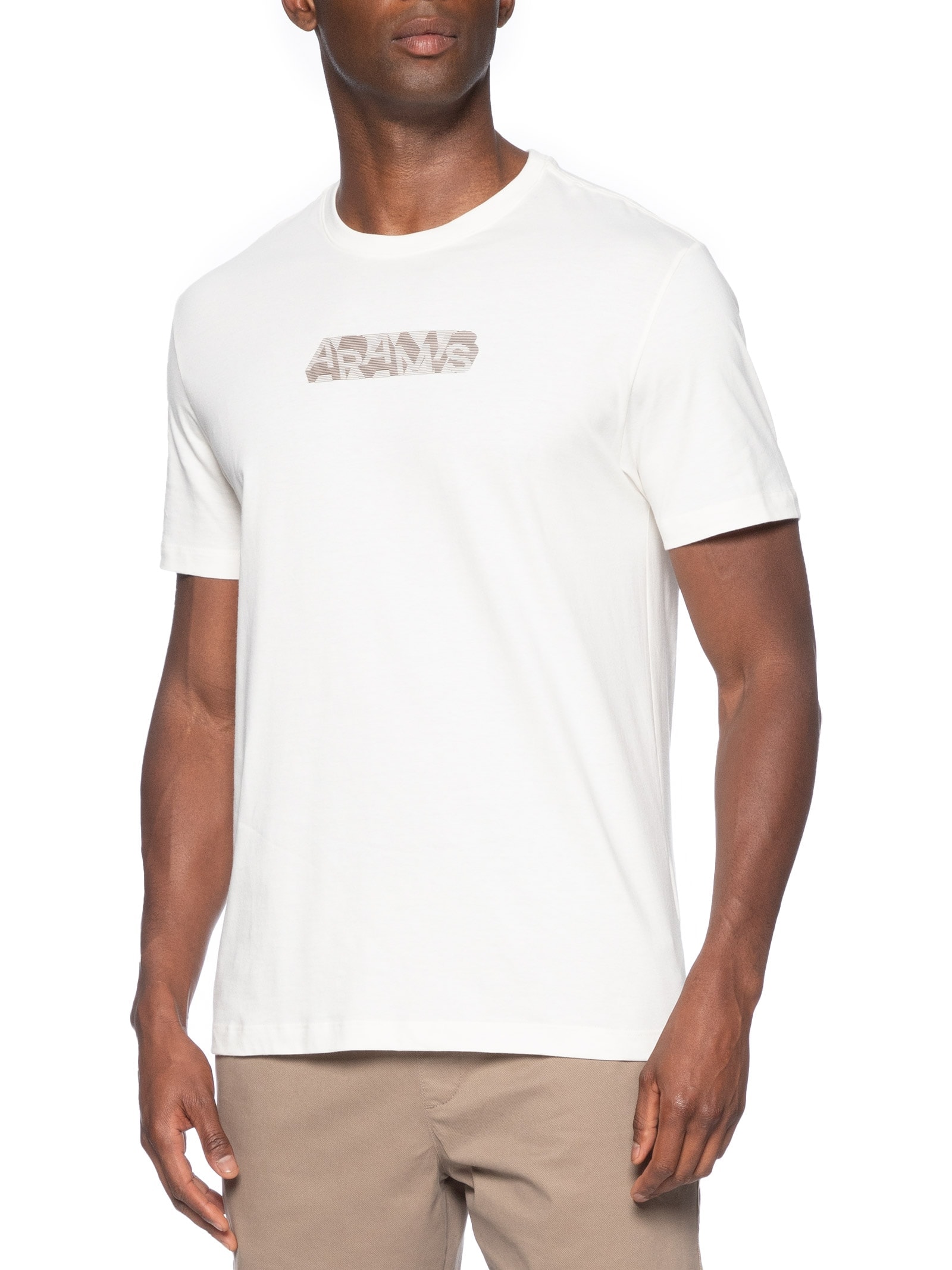 Camiseta Masculina Manga Curta Estampa Geométrica Branco Aramis
