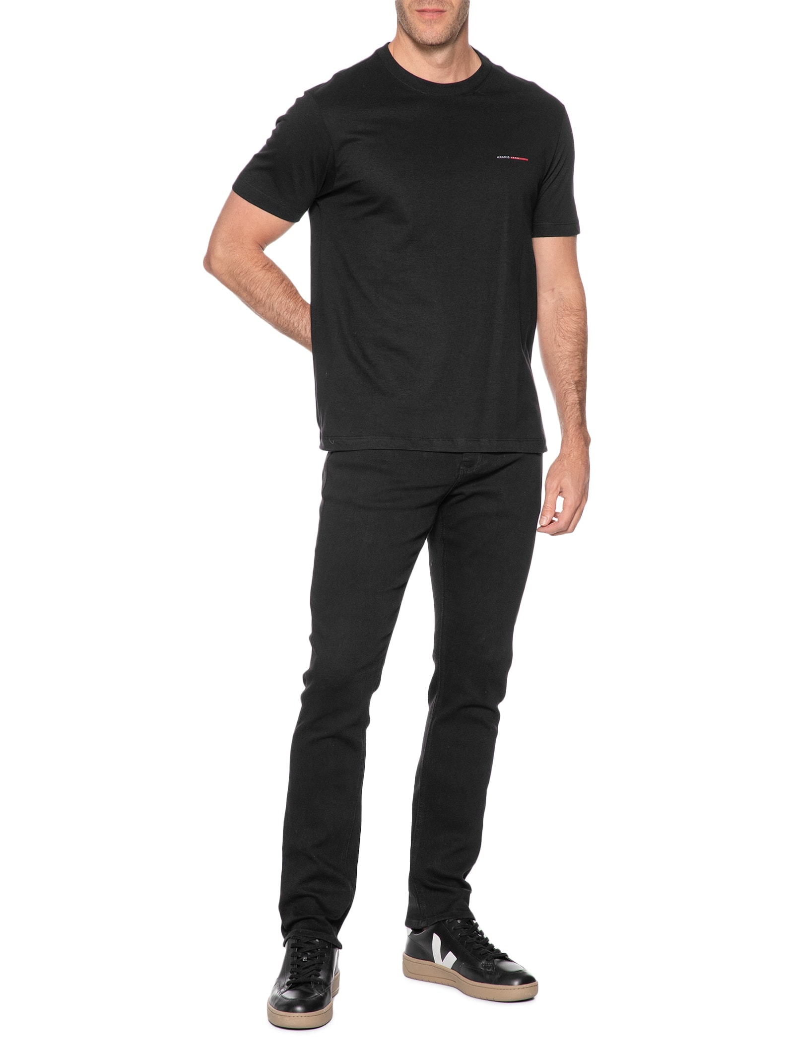 Camiseta Masculina Manga Curta Estampa Preto Aramis