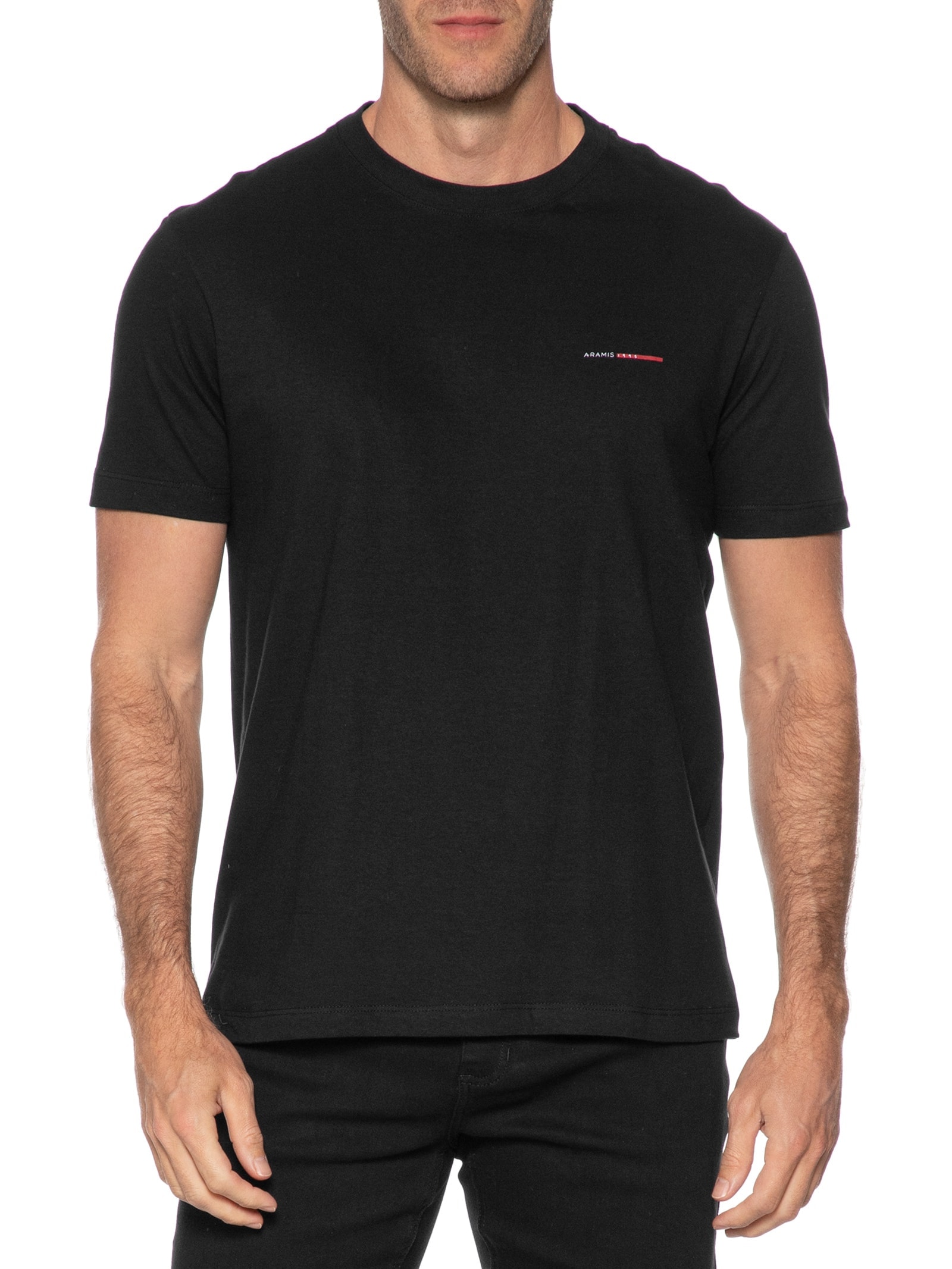 Camiseta Masculina Manga Curta Estampa Preto Aramis