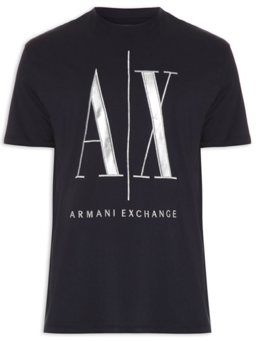 Camiseta Masculina Manga Curta Estampada - Azul